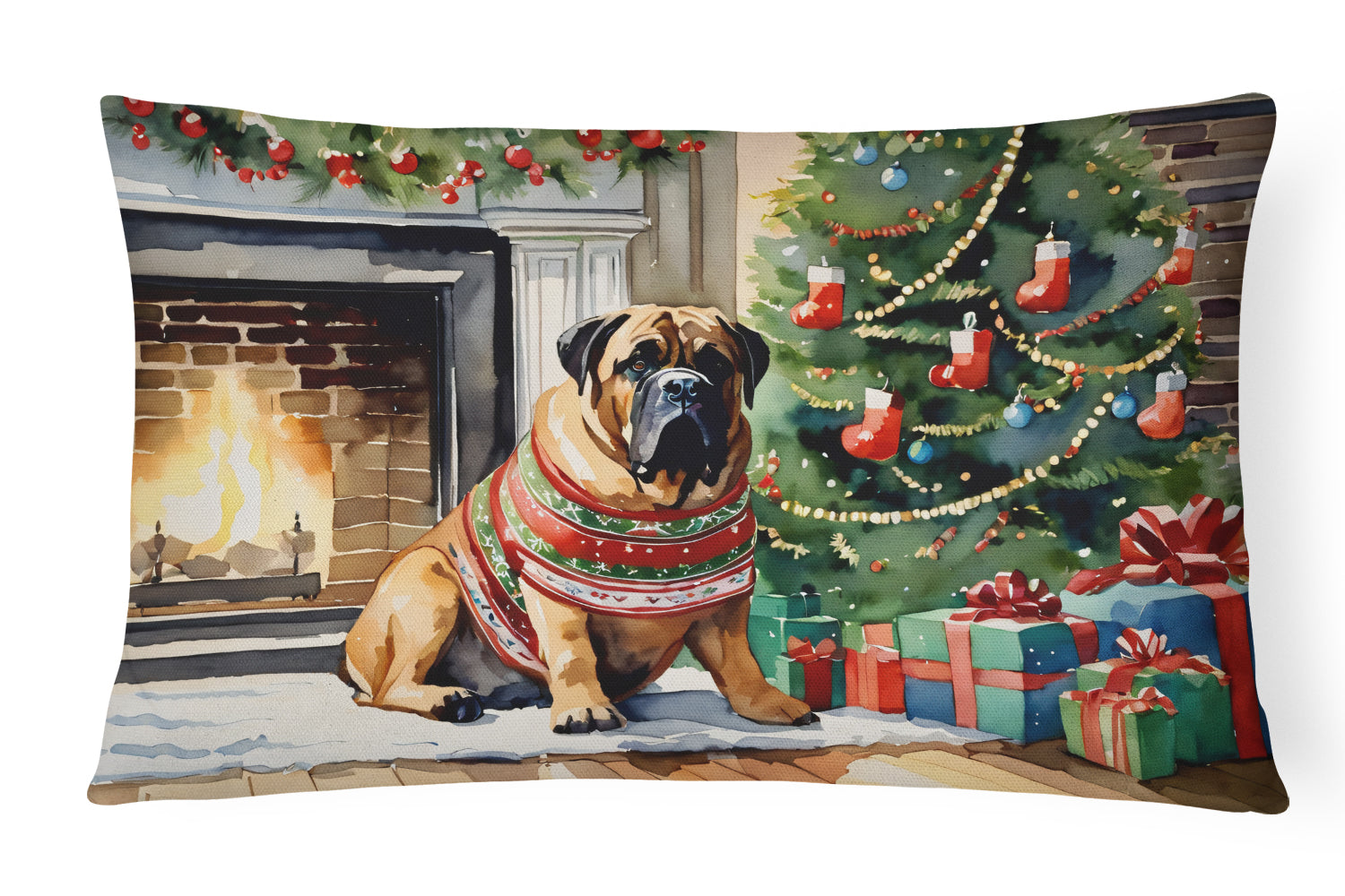 Buy this Bullmastiff Cozy Christmas Throw Pillow