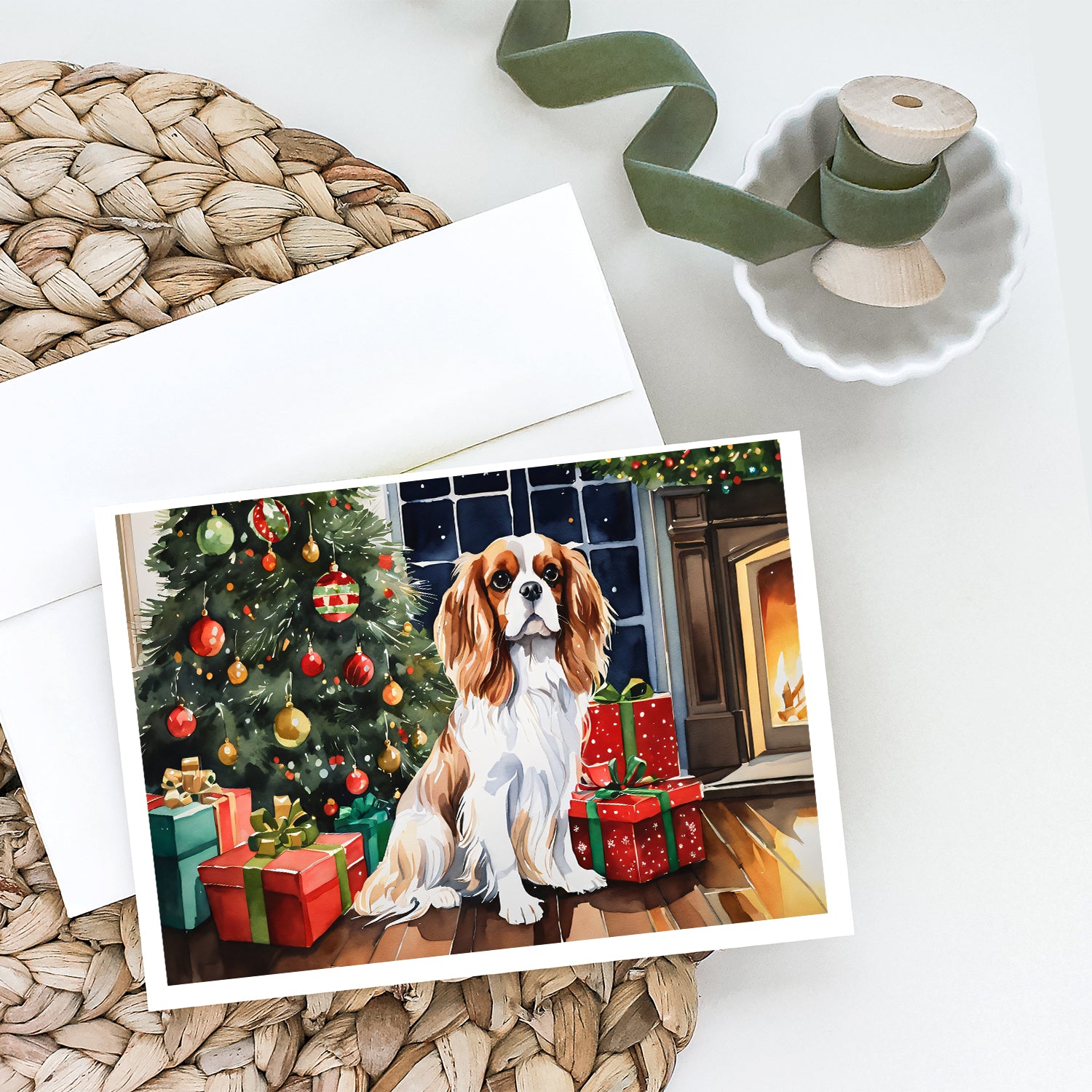 Buy this Cavalier Spaniel Cozy Christmas Greeting Cards Pack of 8