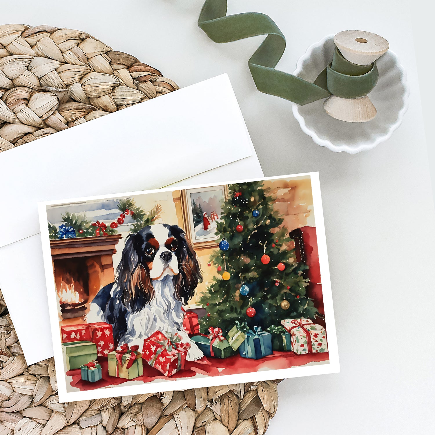 Buy this Cavalier Spaniel Cozy Christmas Greeting Cards Pack of 8