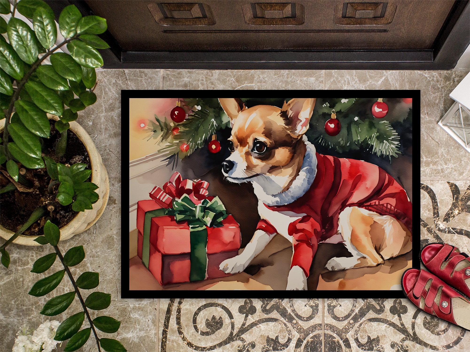 Chihuahua Cozy Christmas Doormat