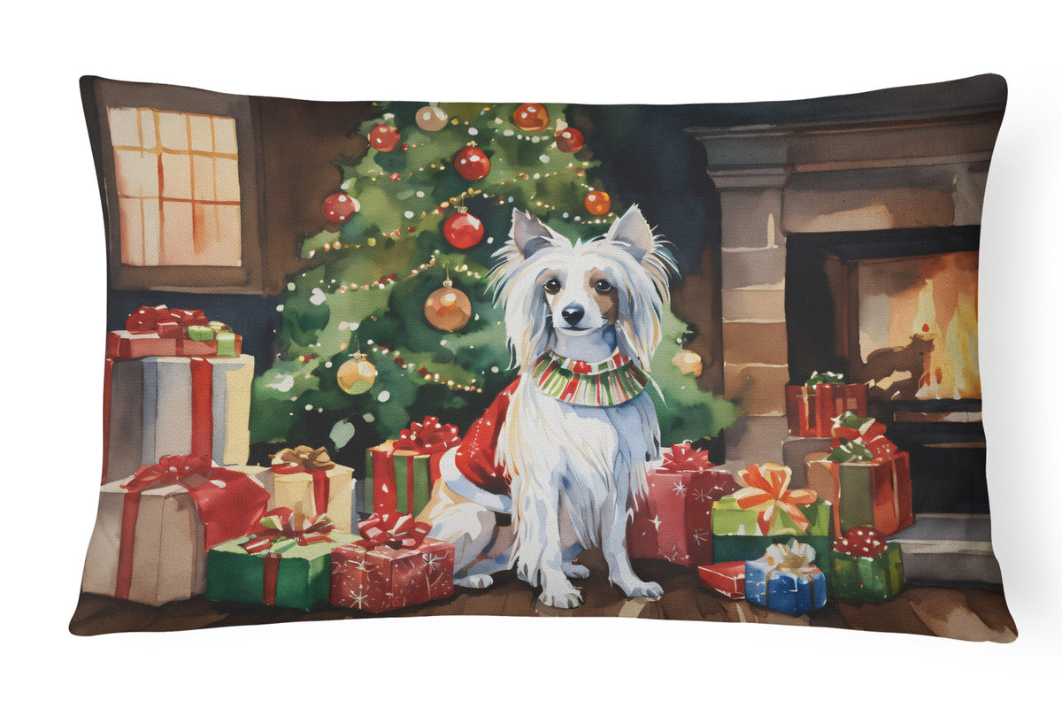 Buy this Chinese Crested Cozy Christmas Throw Pillow