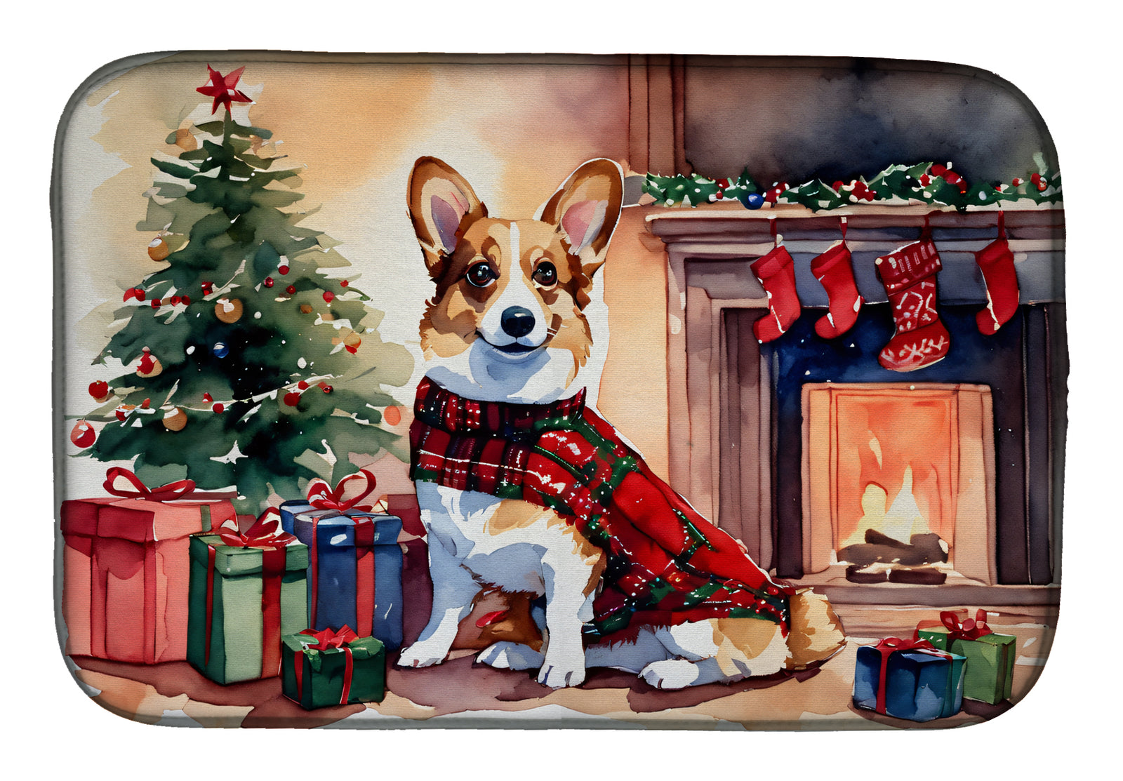 Buy this Corgi Cozy Christmas Dish Drying Mat