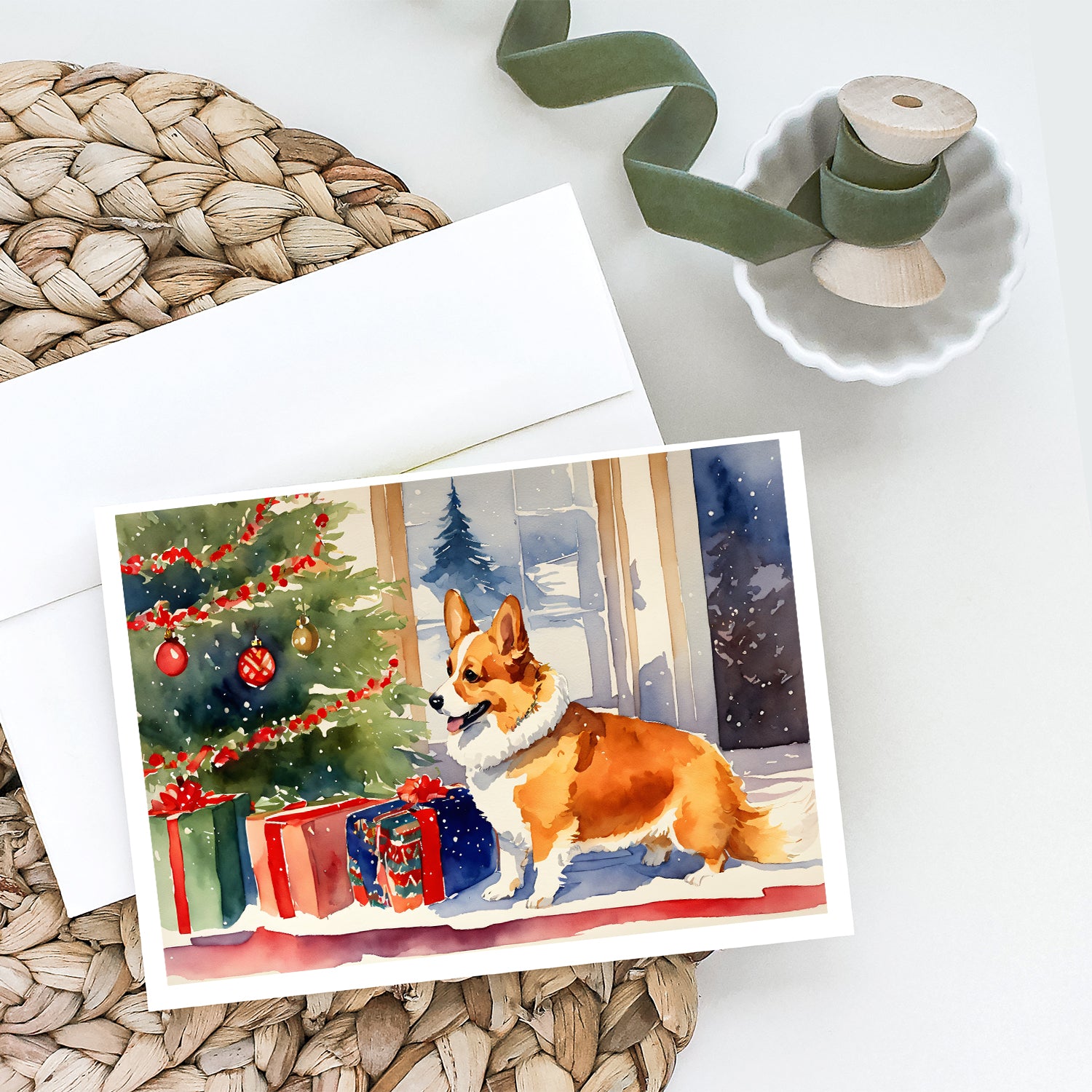 Corgi Cozy Christmas Greeting Cards Pack of 8