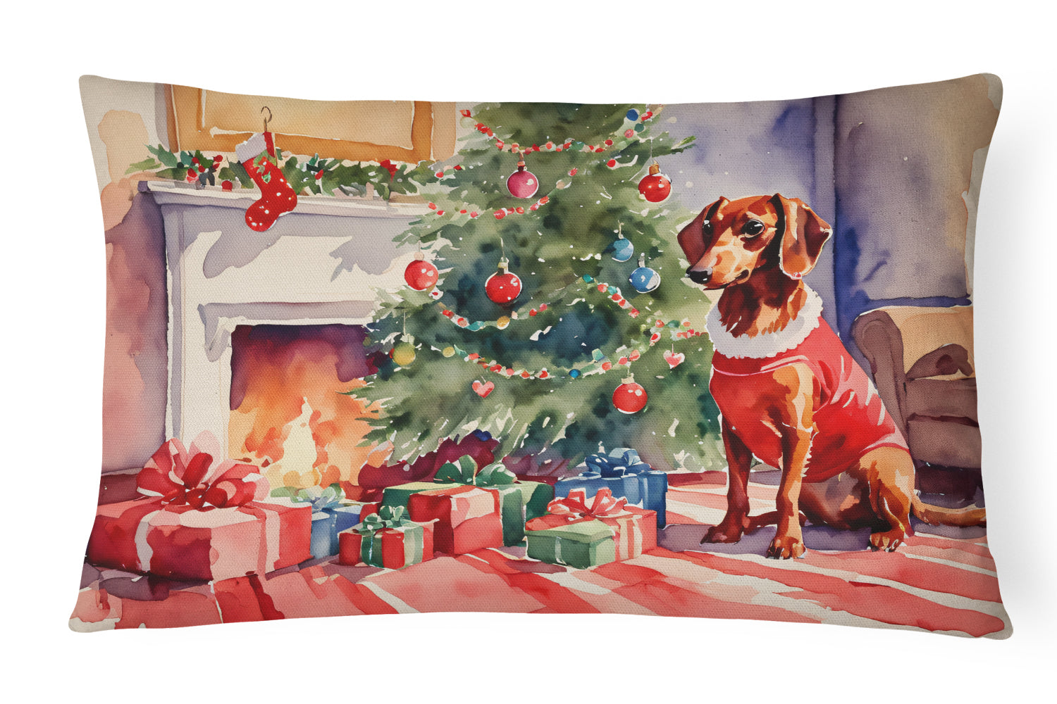 Buy this Dachshund Cozy Christmas Throw Pillow