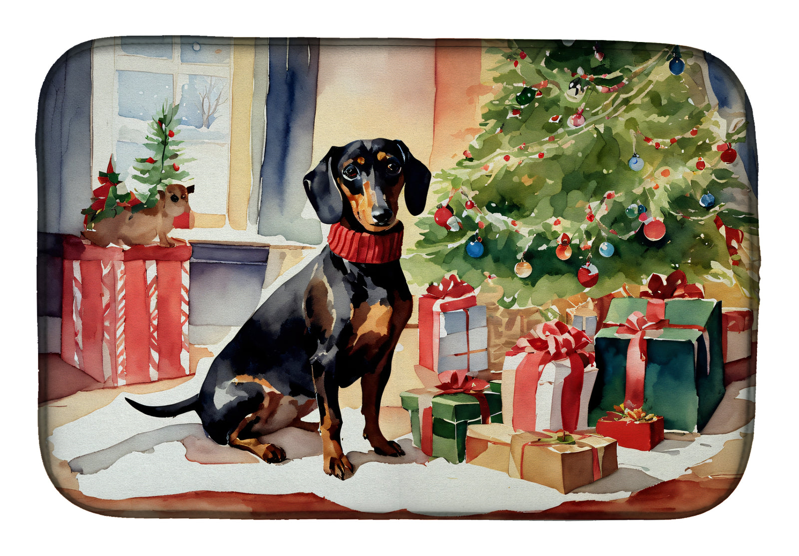 Buy this Dachshund Cozy Christmas Dish Drying Mat