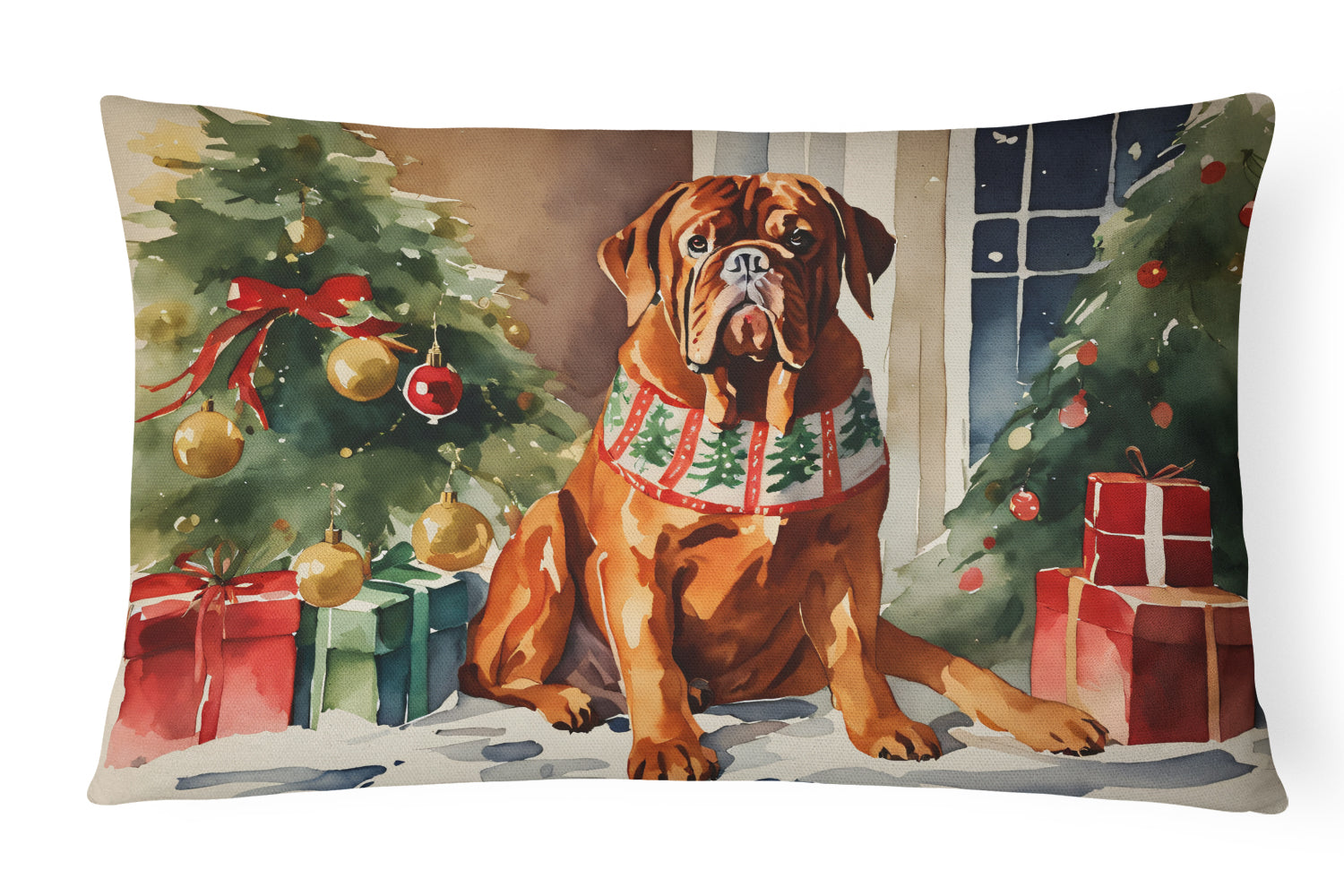 Buy this Dogue de Bordeaux Cozy Christmas Throw Pillow