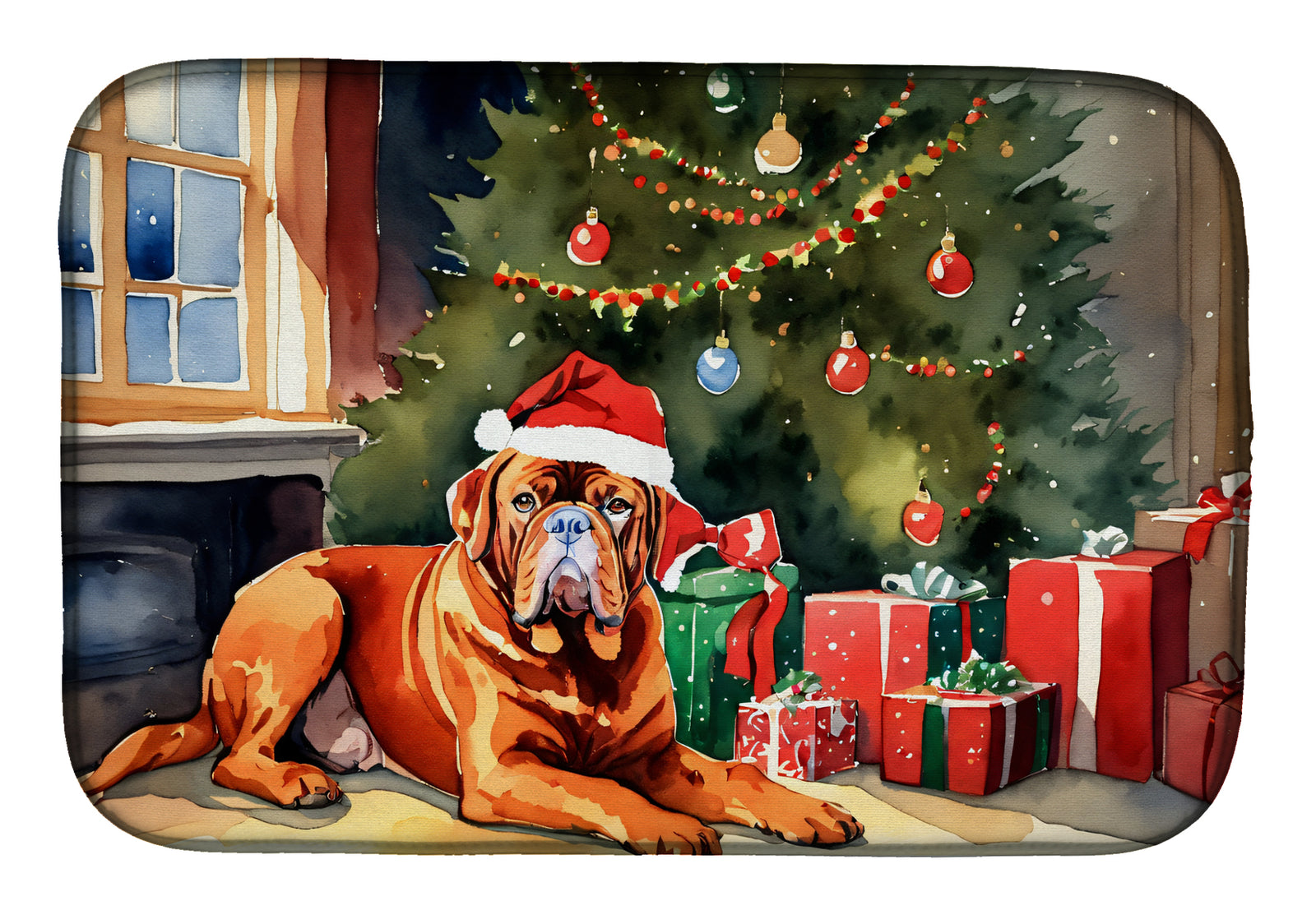 Buy this Dogue de Bordeaux Cozy Christmas Dish Drying Mat