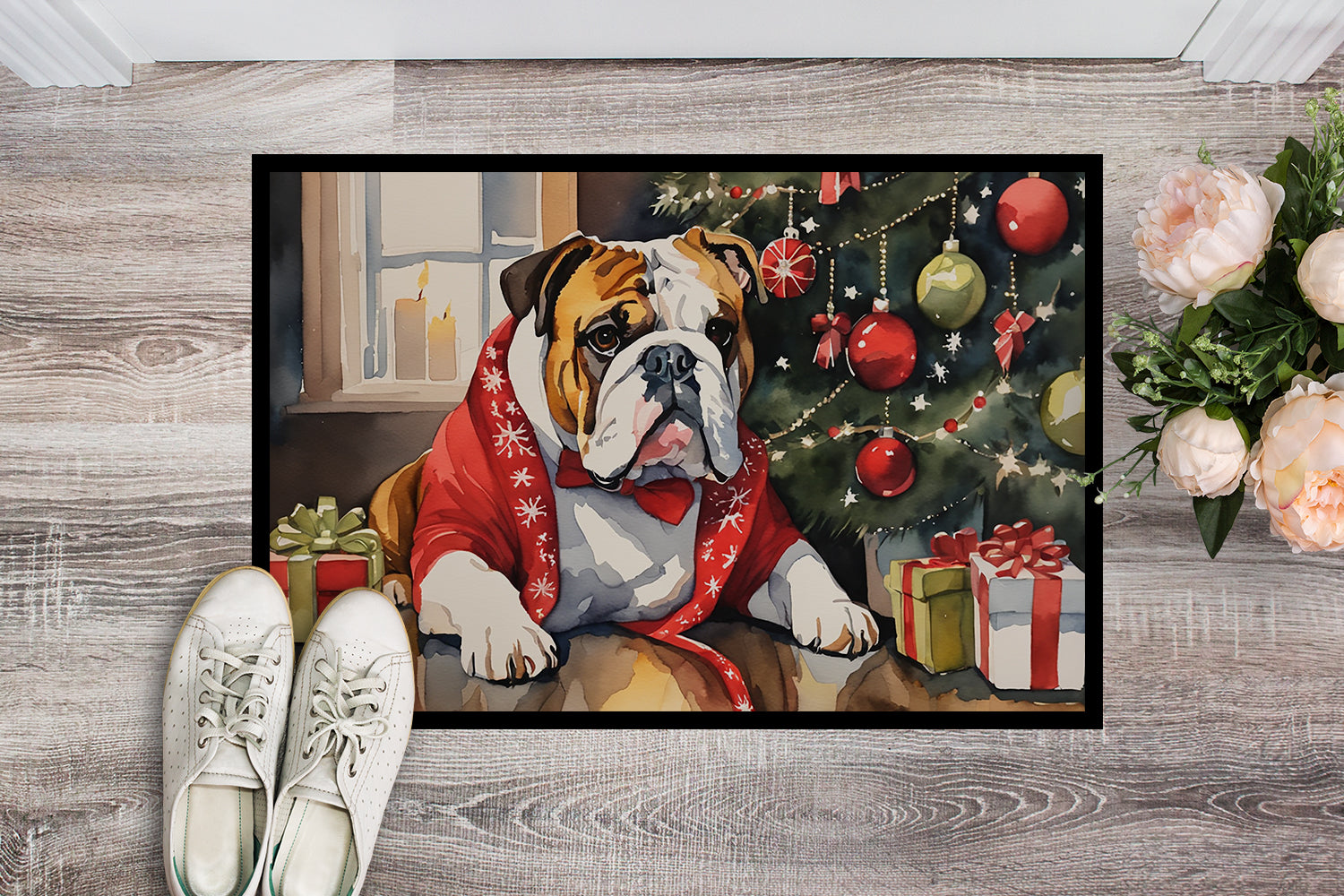 Buy this English Bulldog Cozy Christmas Doormat