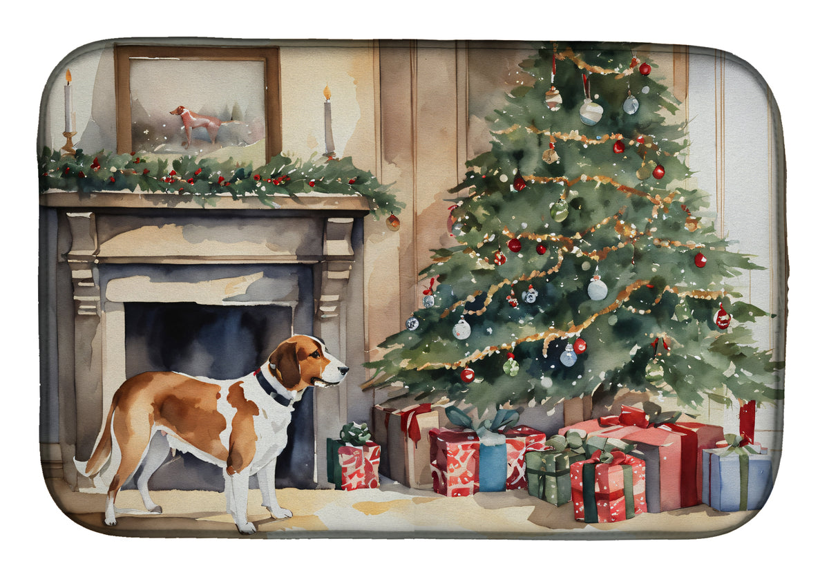 Buy this English Foxhound Cozy Christmas Dish Drying Mat