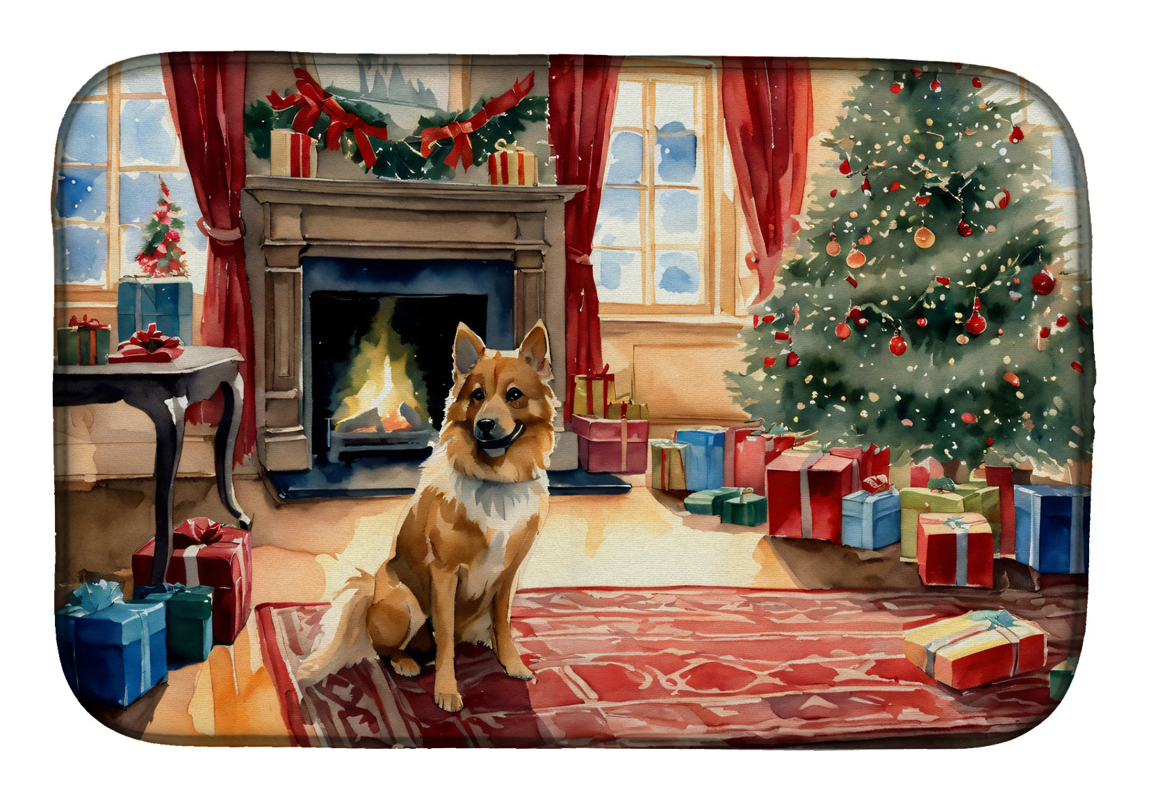 Buy this Finnish Spitz Cozy Christmas Dish Drying Mat