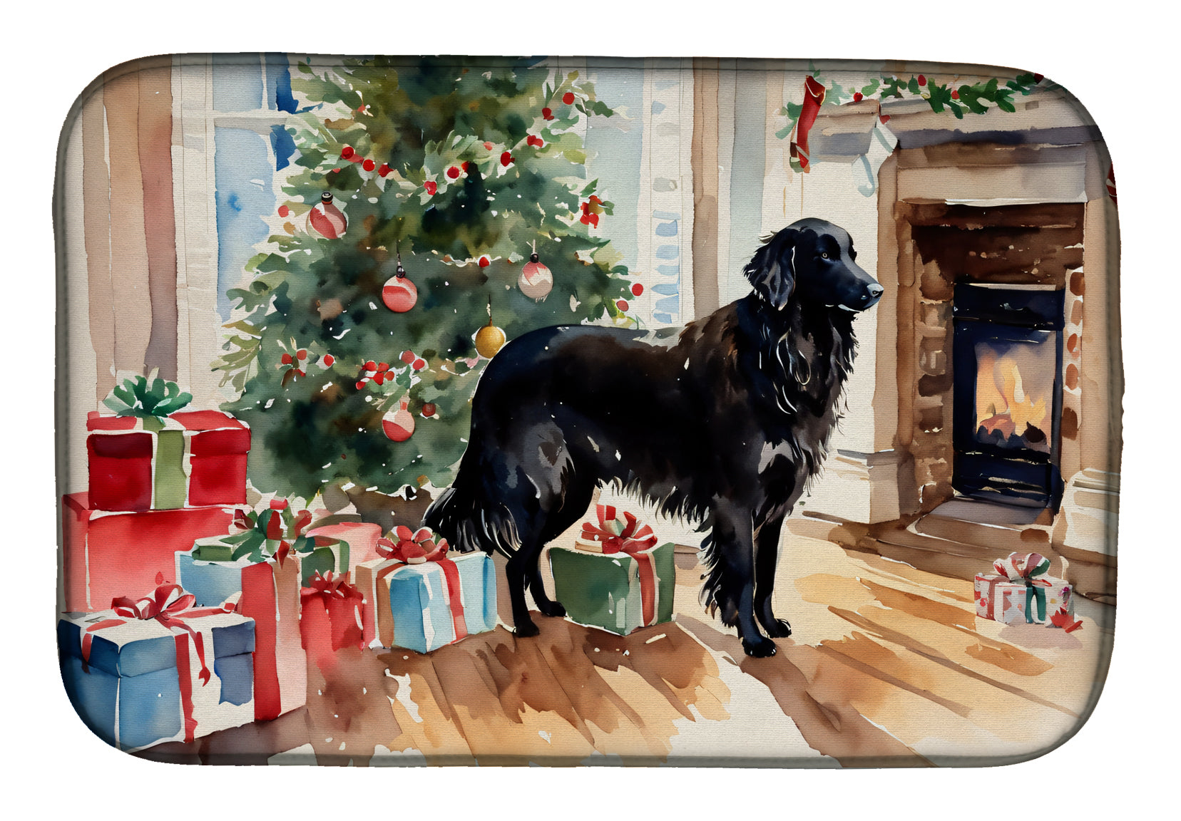 Buy this Flat-Coated Retriever Cozy Christmas Dish Drying Mat