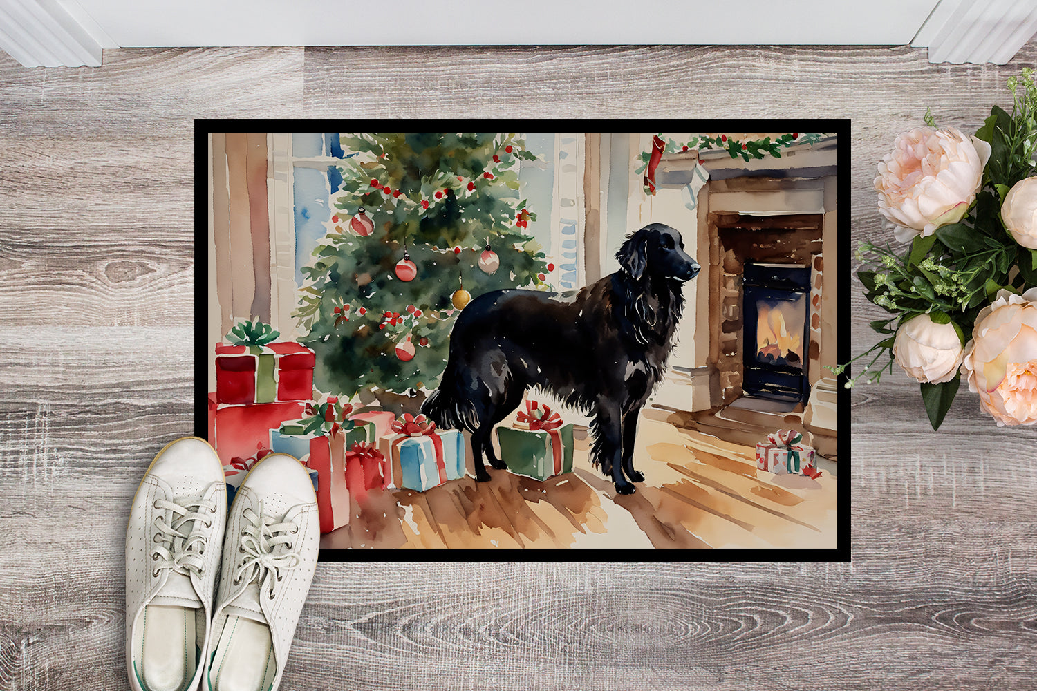 Buy this Flat-Coated Retriever Cozy Christmas Doormat