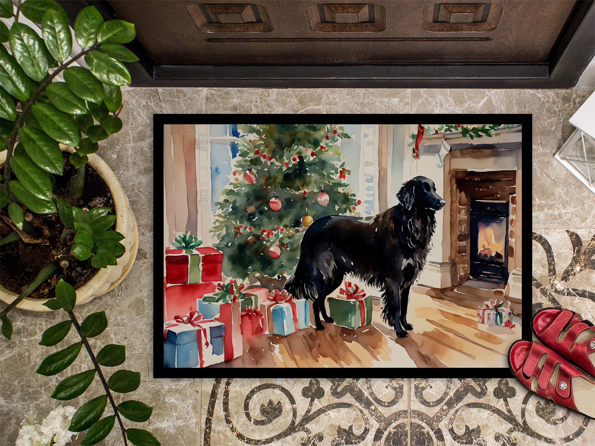 Flat-Coated Retriever Cozy Christmas Doormat