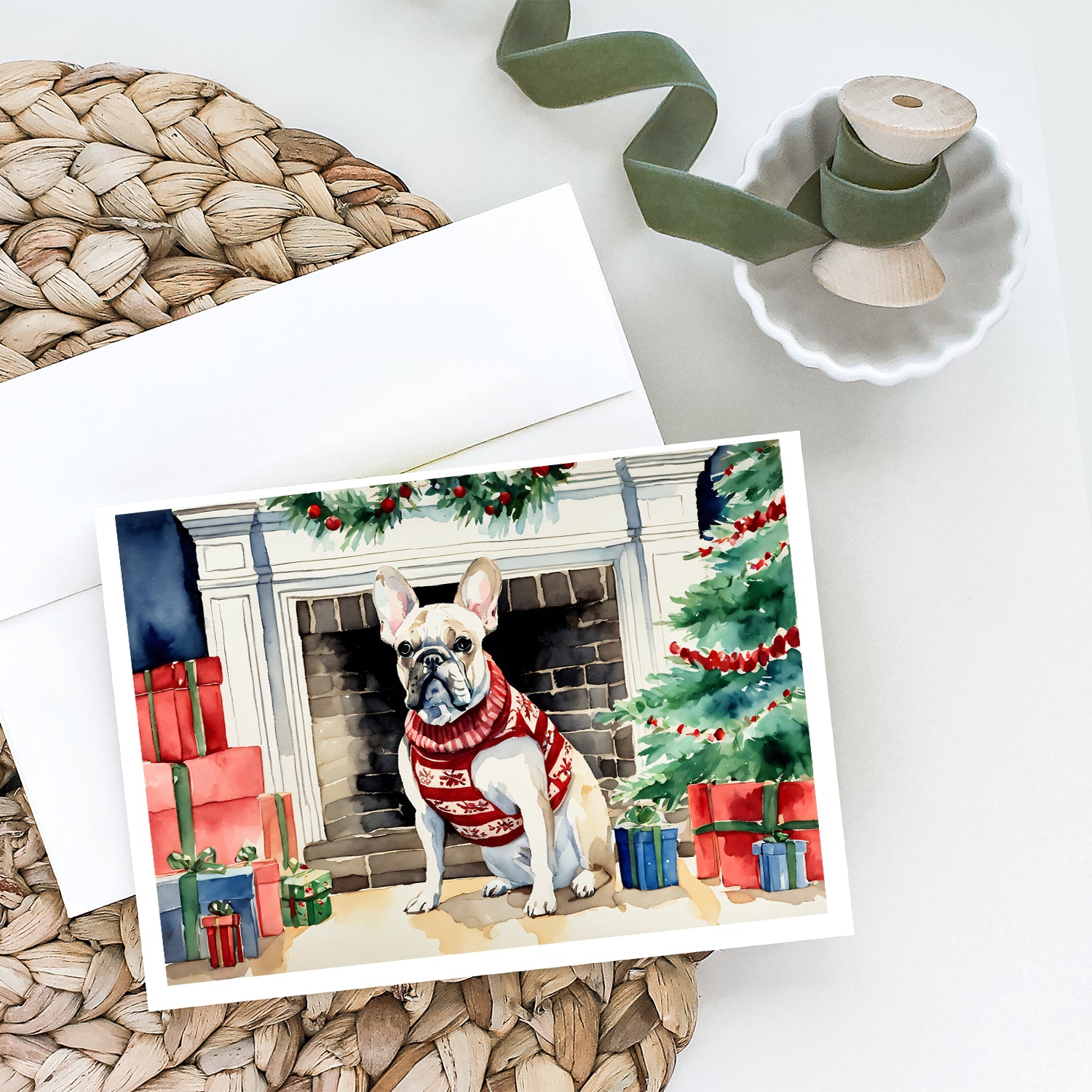 French Bulldog Cozy Christmas Greeting Cards Pack of 8