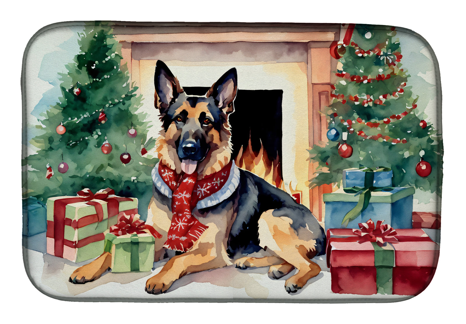 Buy this German Shepherd Cozy Christmas Dish Drying Mat