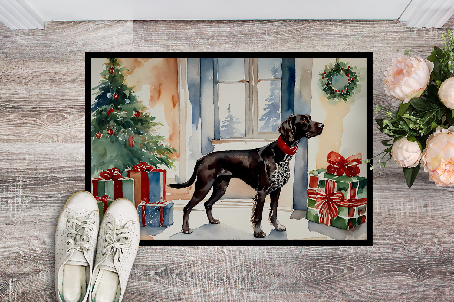 German Shorthaired Pointer Cozy Christmas Doormat