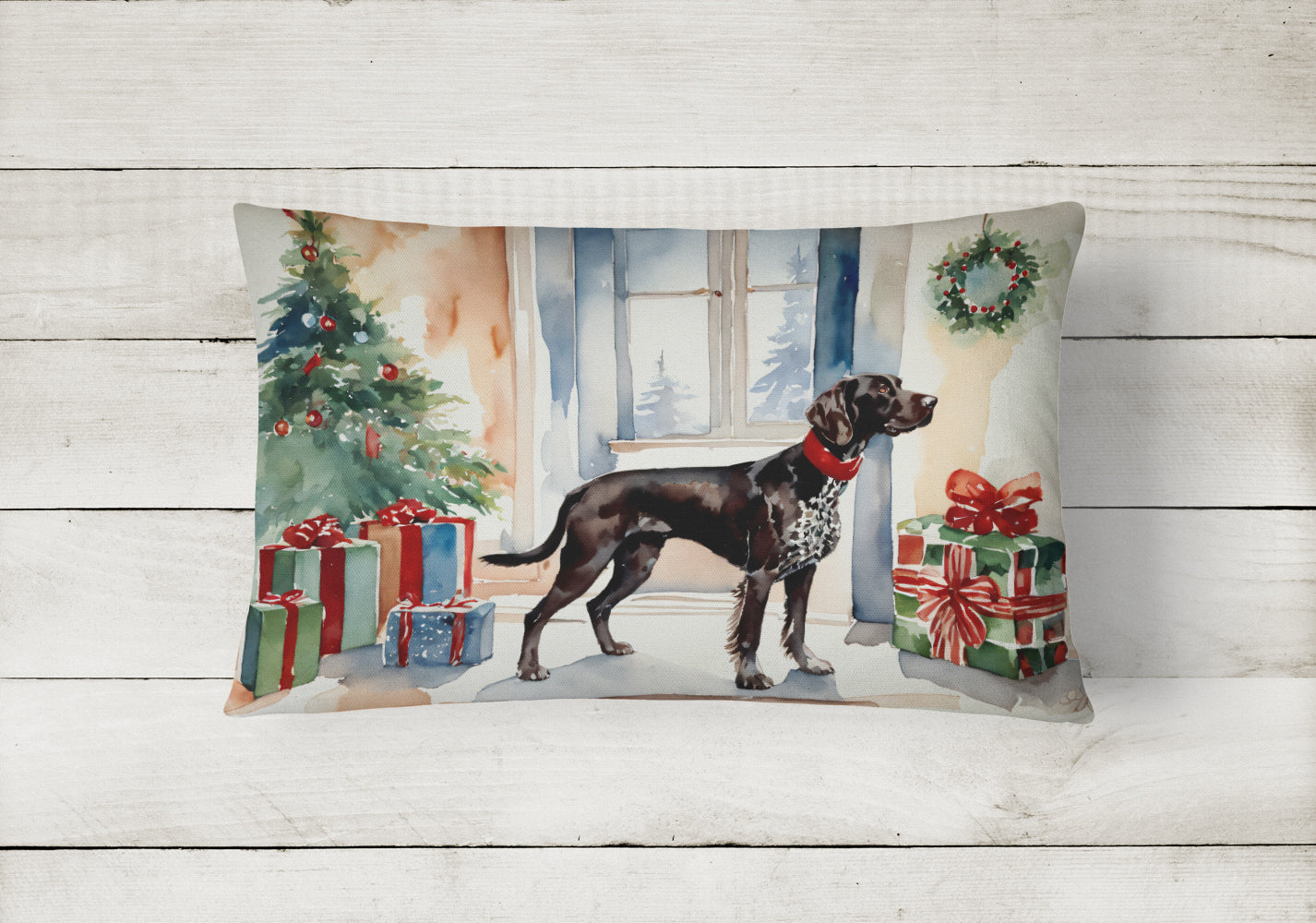 German Shorthaired Pointer Cozy Christmas Throw Pillow