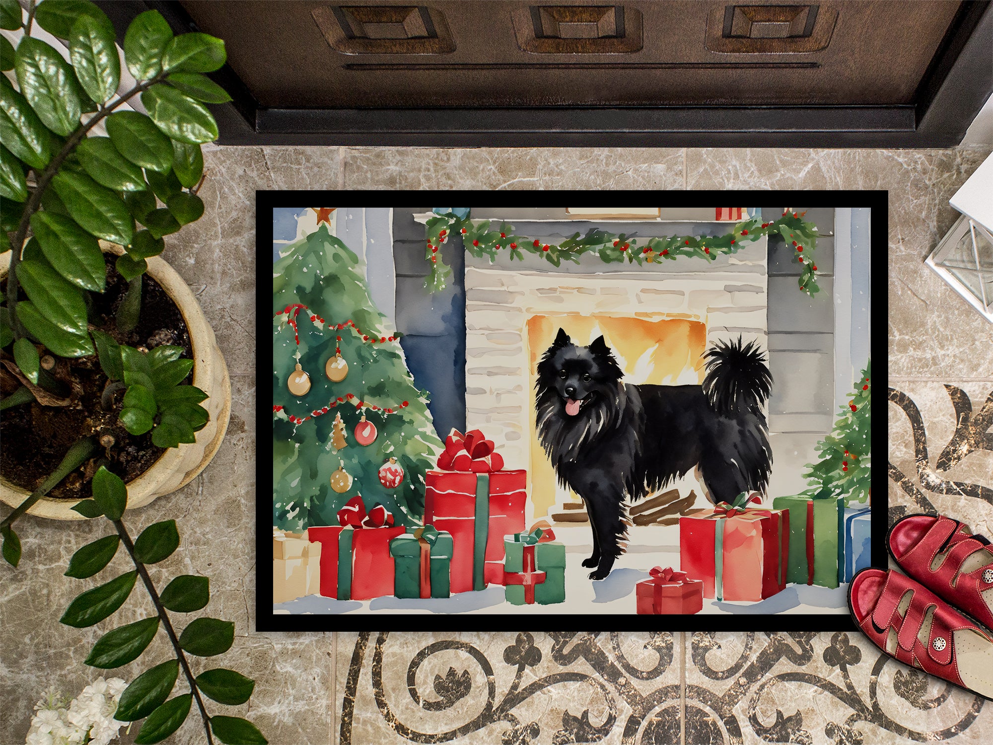 German Spitz Cozy Christmas Doormat