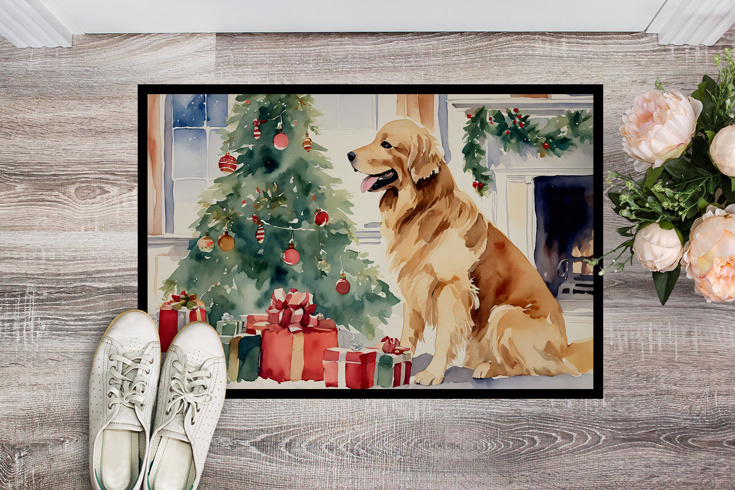 Buy this Golden Retriever Cozy Christmas Doormat