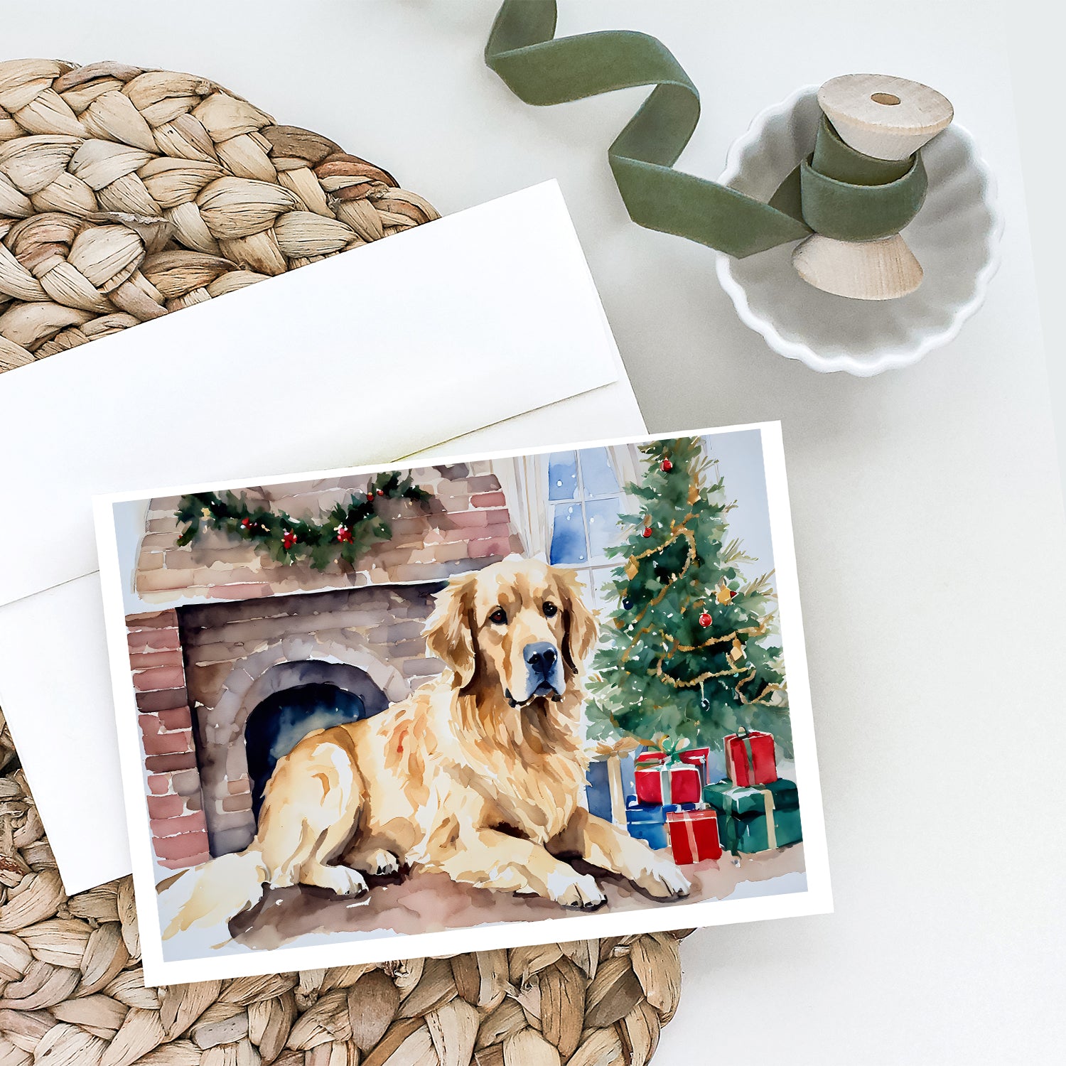 Golden Retriever Cozy Christmas Greeting Cards Pack of 8