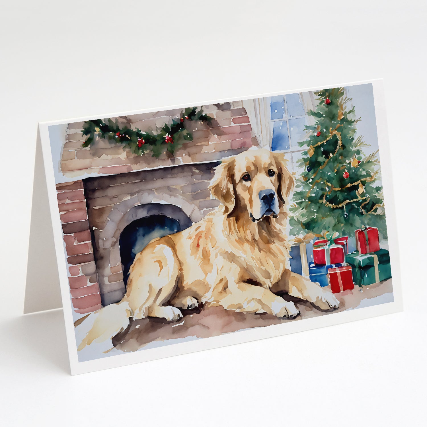 Buy this Golden Retriever Cozy Christmas Greeting Cards Pack of 8