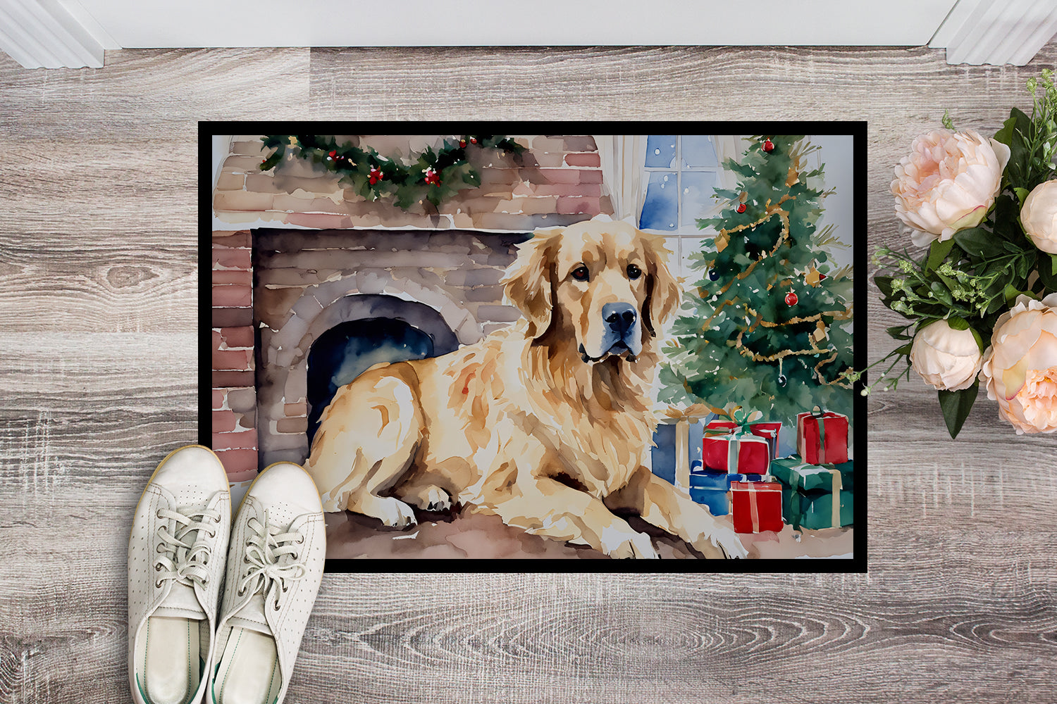 Buy this Golden Retriever Cozy Christmas Doormat