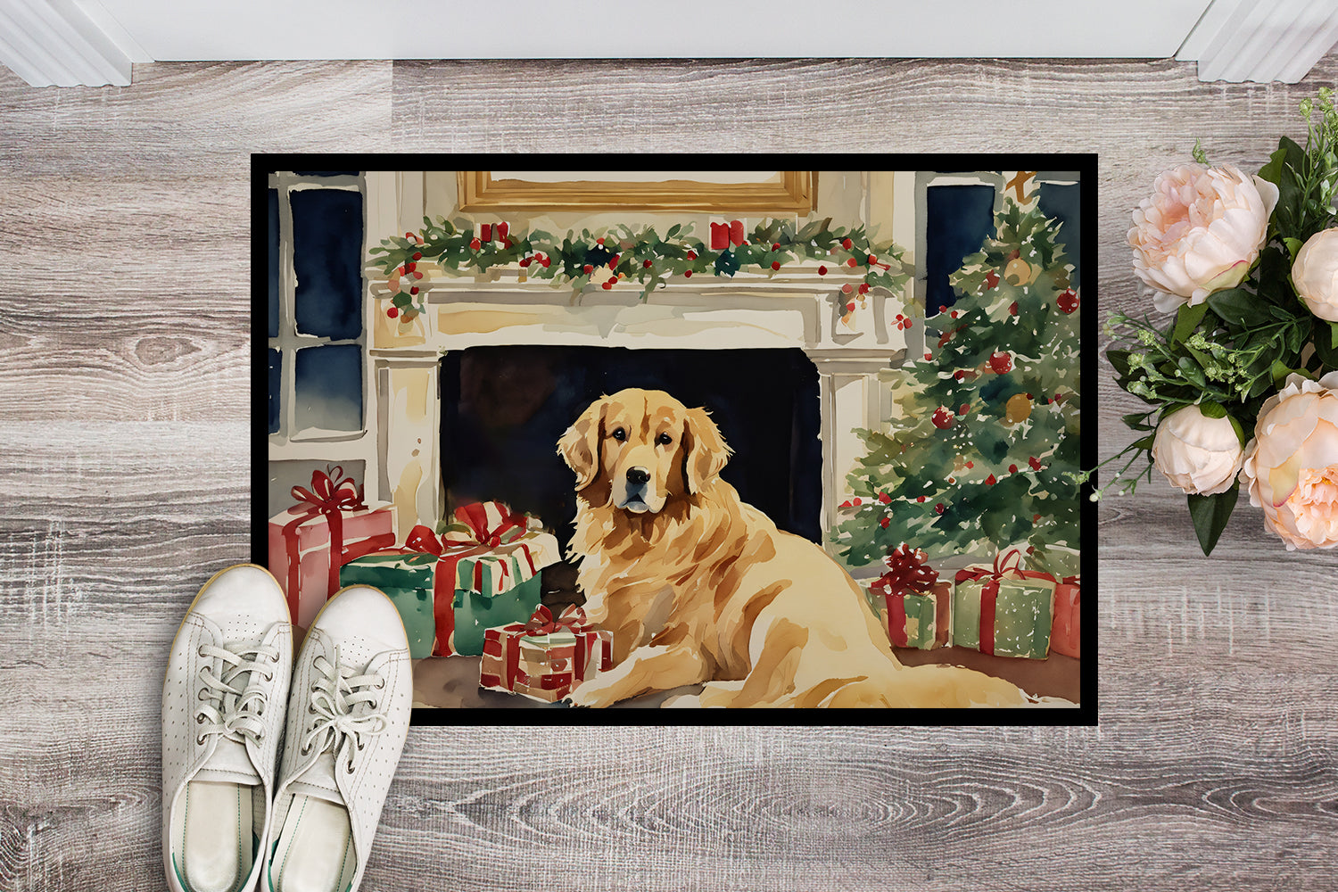 Buy this Golden Retriever Cozy Christmas Doormat