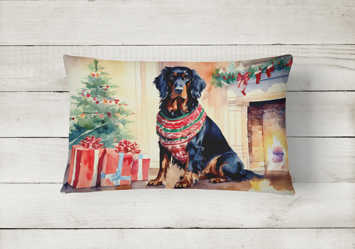 Gordon Setter Cozy Christmas Throw Pillow