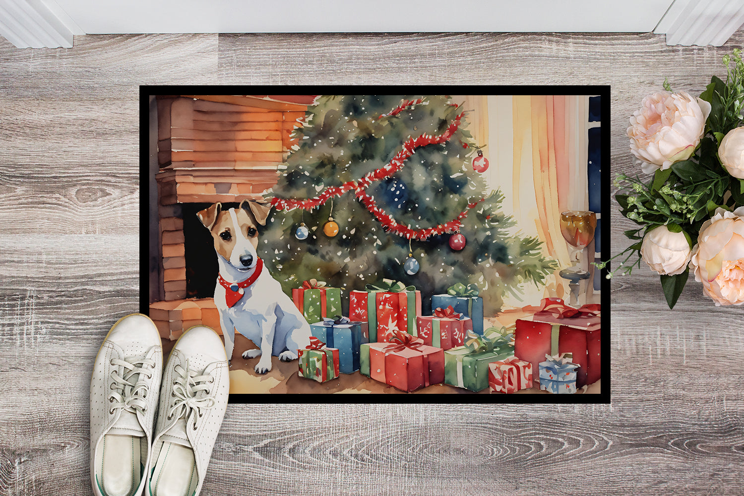 Jack Russell Terrier Cozy Christmas Doormat