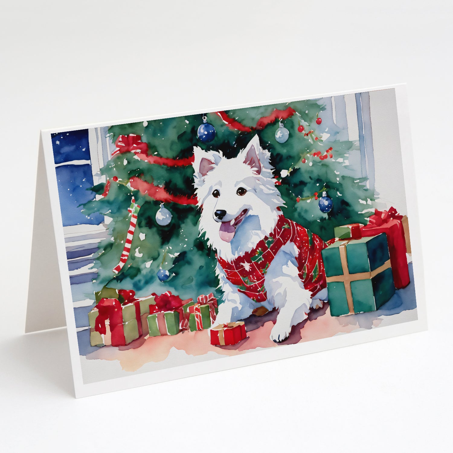 Buy this Japanese Spitz Cozy Christmas Greeting Cards Pack of 8