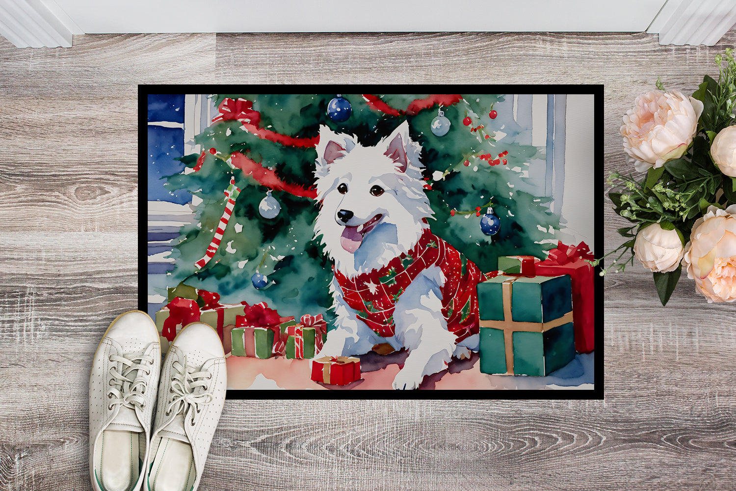 Buy this Japanese Spitz Cozy Christmas Doormat