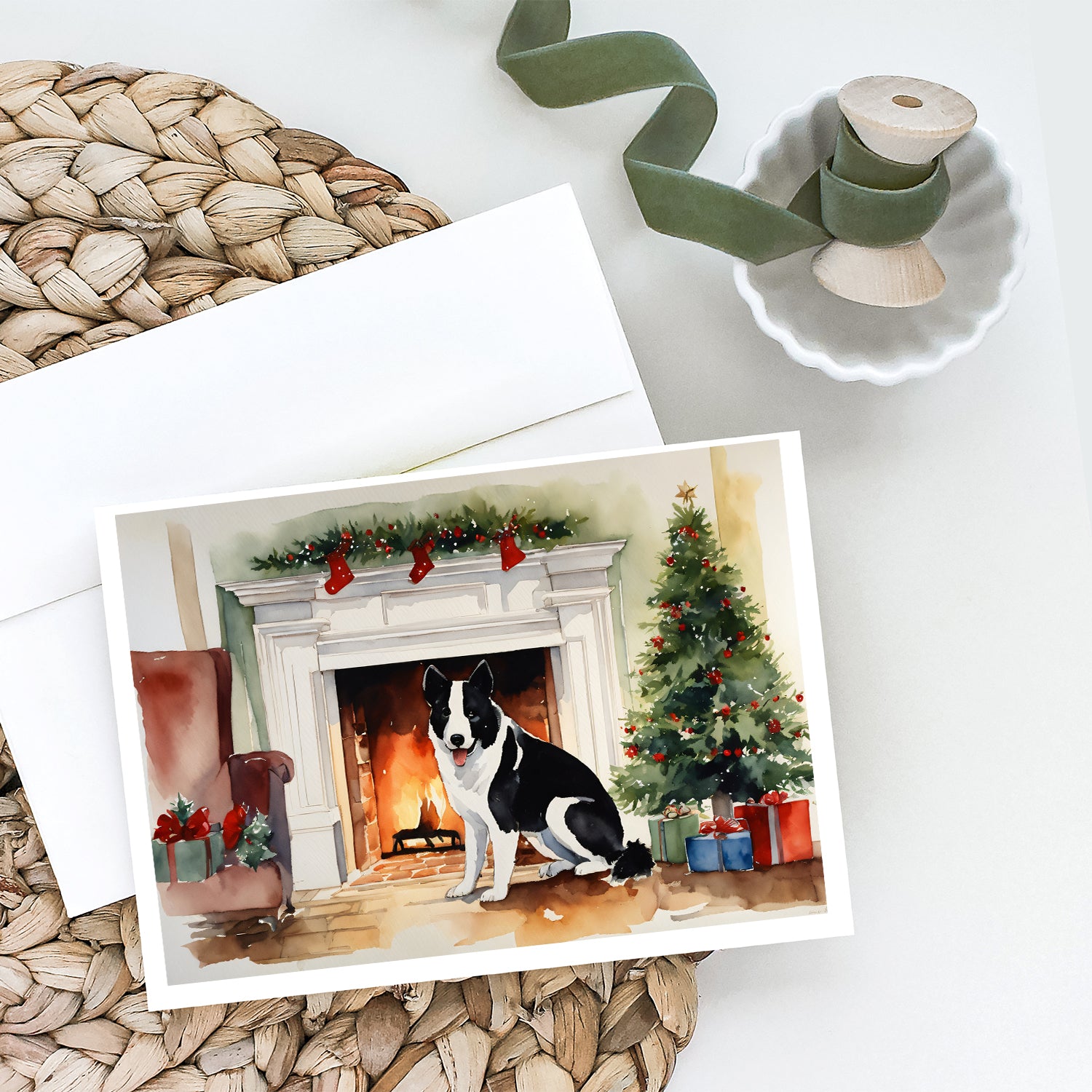 Buy this Karelian Bear Dog Cozy Christmas Greeting Cards Pack of 8