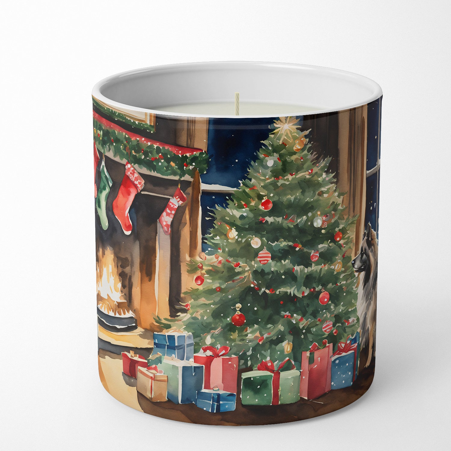 Buy this Keeshond Cozy Christmas Decorative Soy Candle