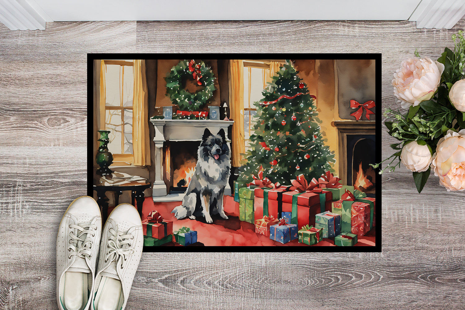 Keeshond Cozy Christmas Doormat