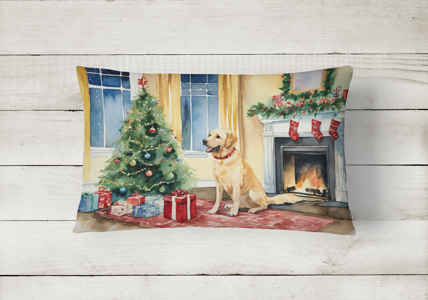 Labrador Retriever Cozy Christmas Throw Pillow