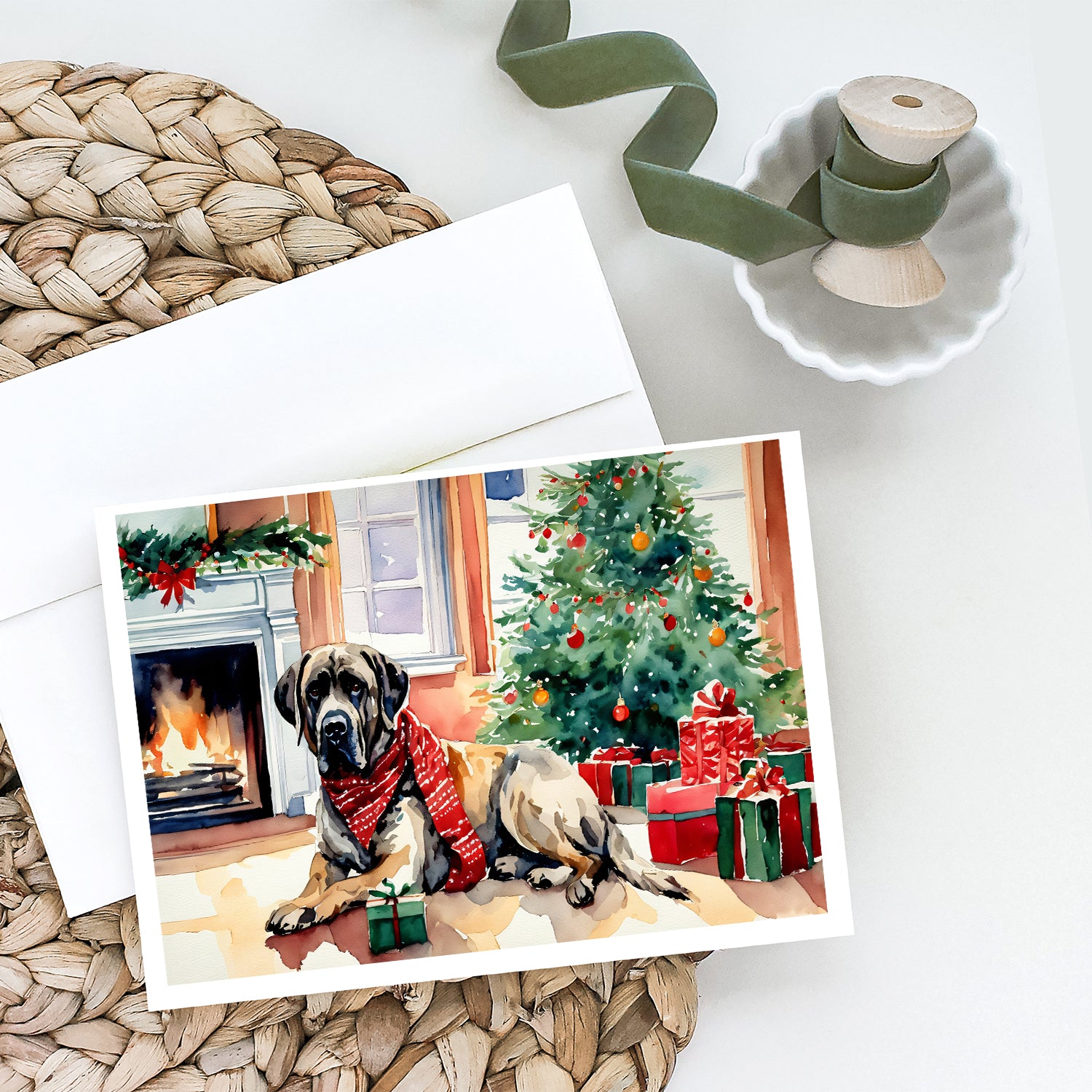 Buy this Mastiff Cozy Christmas Greeting Cards Pack of 8