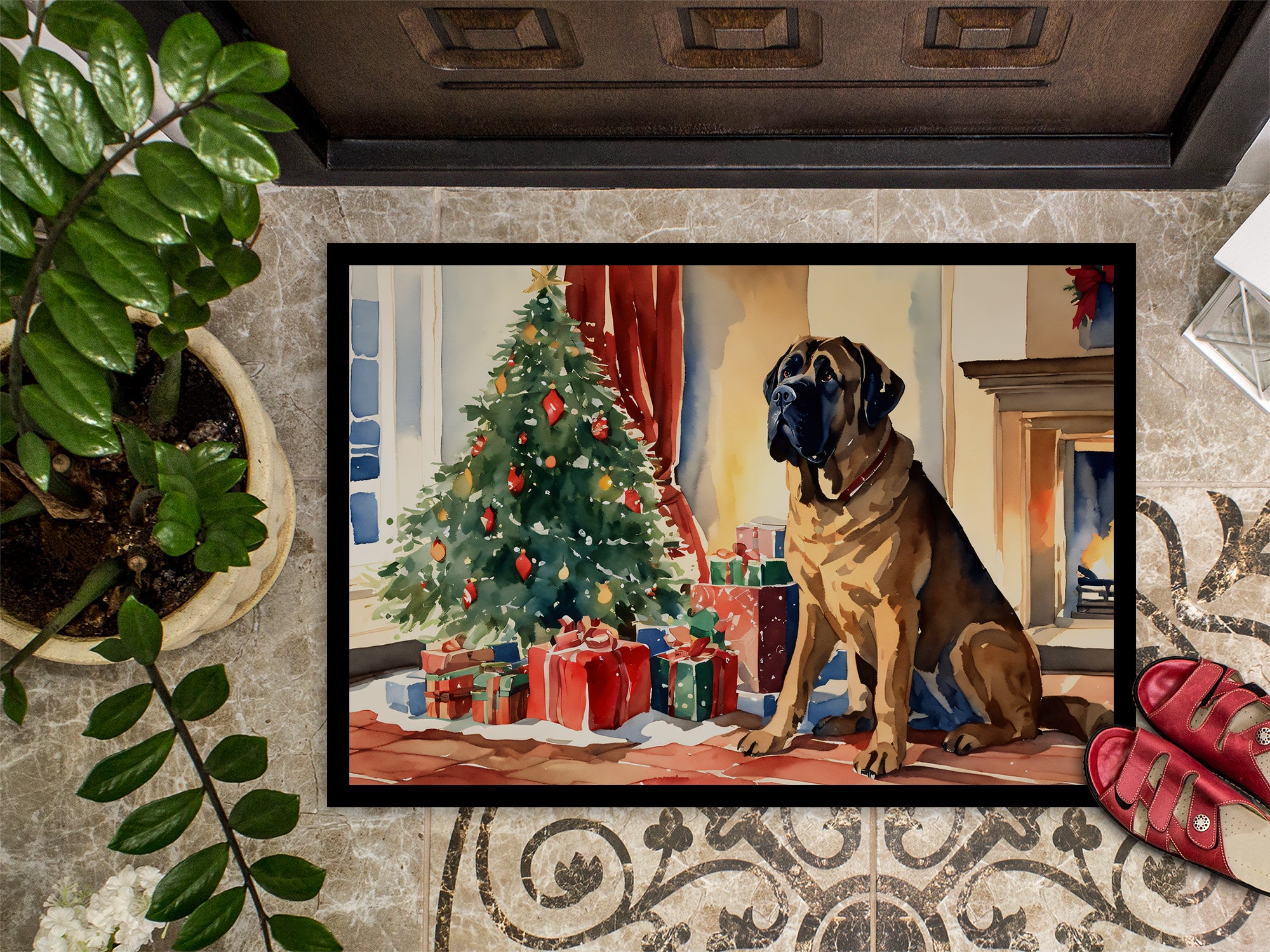 Mastiff Cozy Christmas Doormat