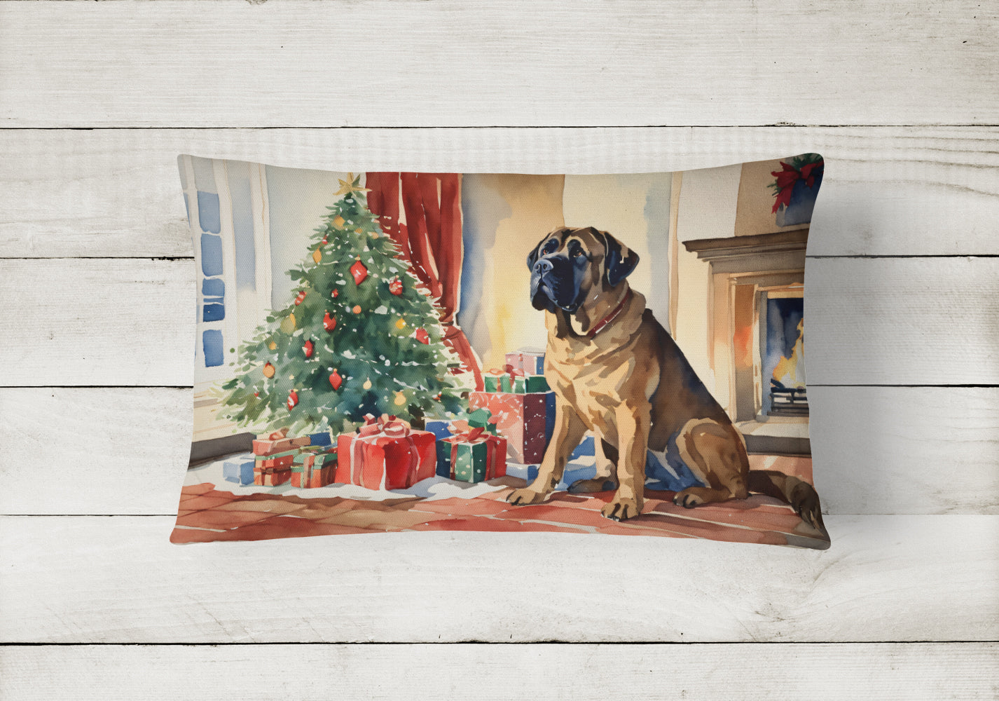 Mastiff Cozy Christmas Throw Pillow