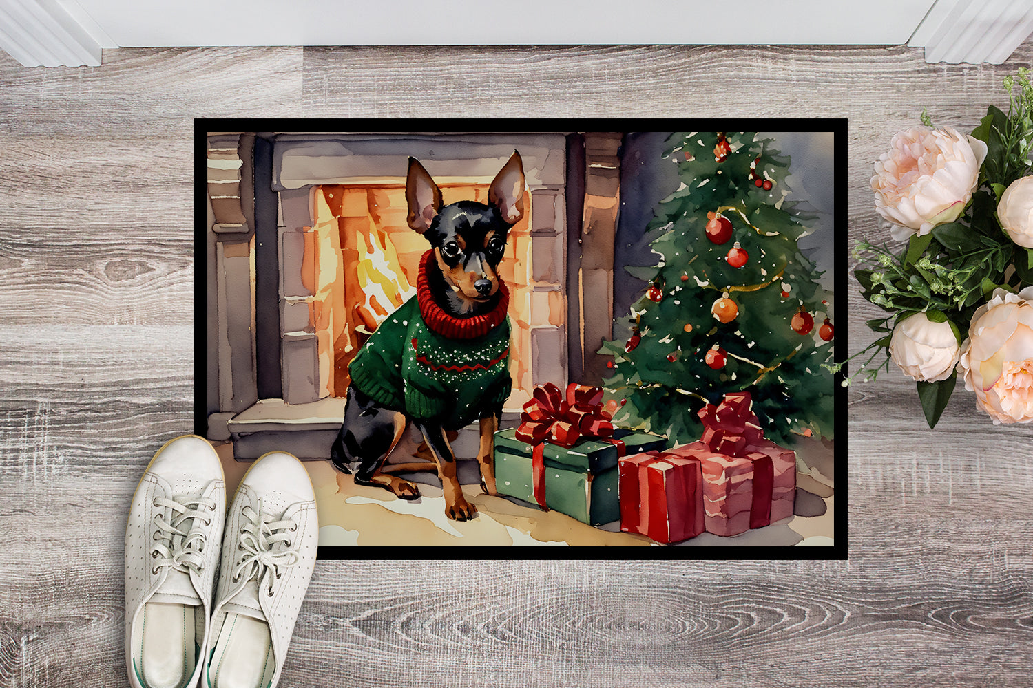 Miniature Pinscher Cozy Christmas Doormat