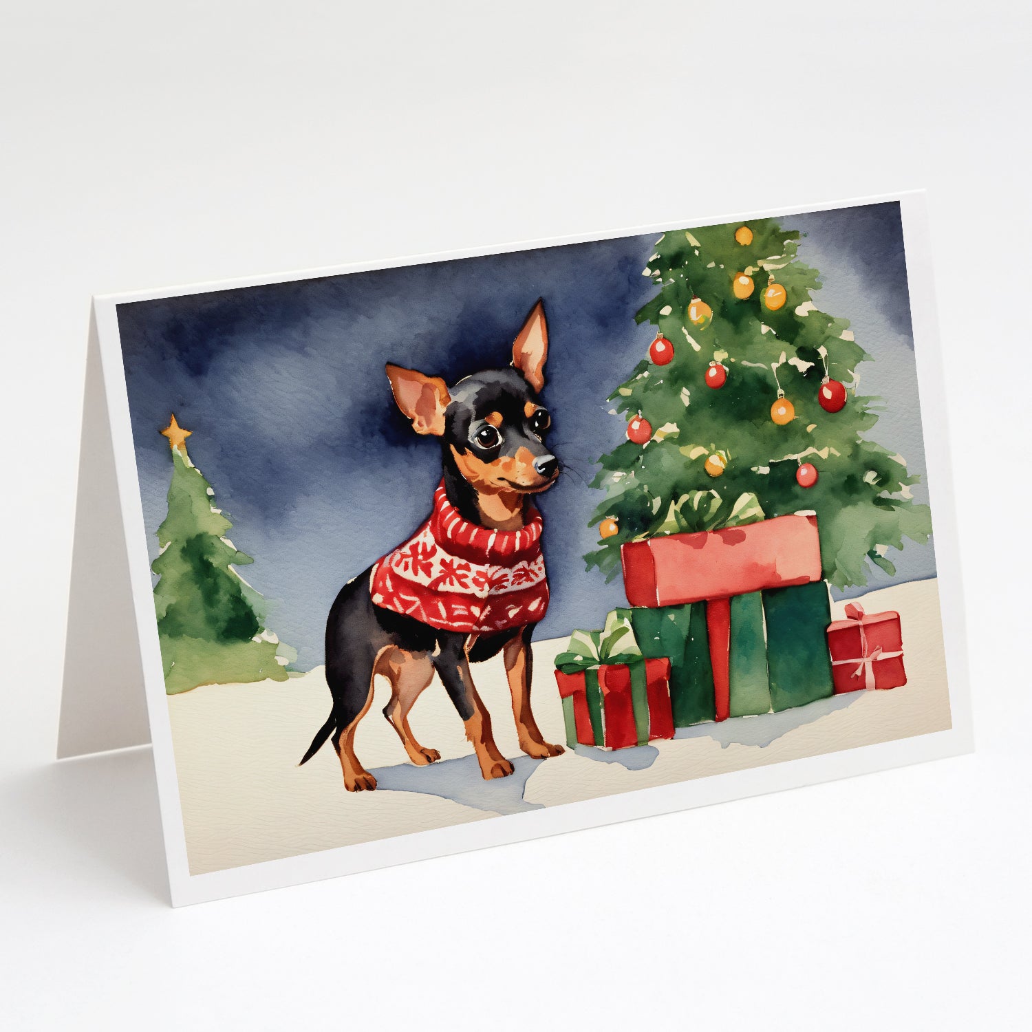 Buy this Miniature Pinscher Cozy Christmas Greeting Cards Pack of 8