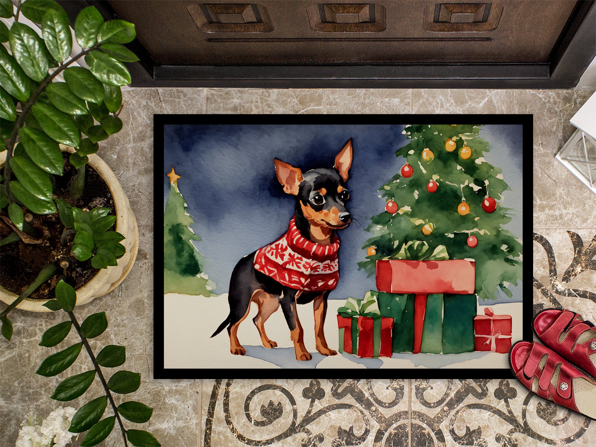 Miniature Pinscher Cozy Christmas Doormat