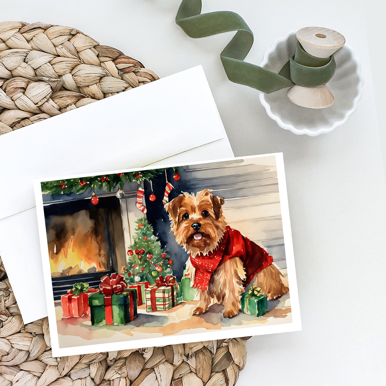 Norfolk Terrier Cozy Christmas Greeting Cards Pack of 8