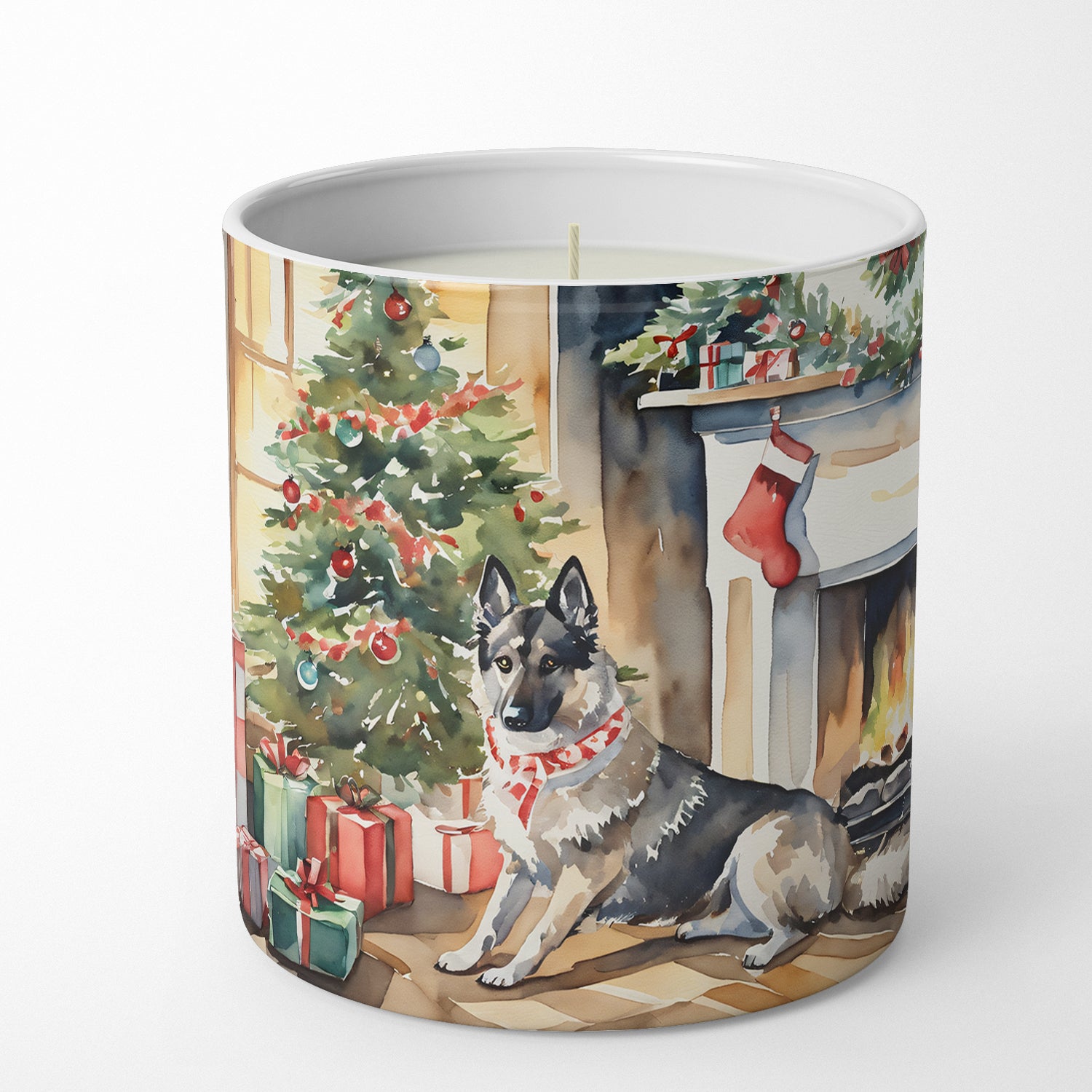 Buy this Norwegian Elkhound Cozy Christmas Decorative Soy Candle