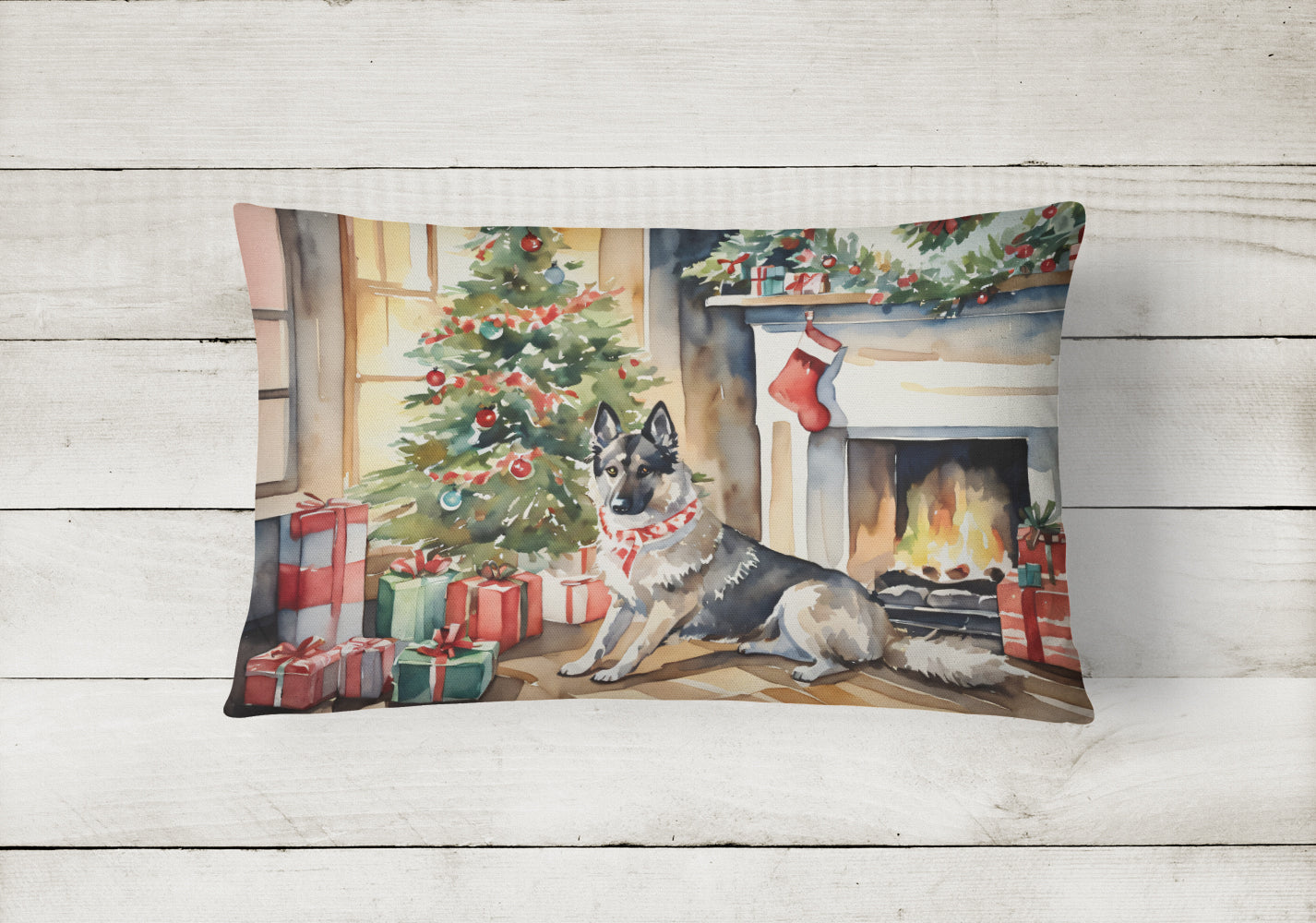 Buy this Norwegian Elkhound Cozy Christmas Throw Pillow