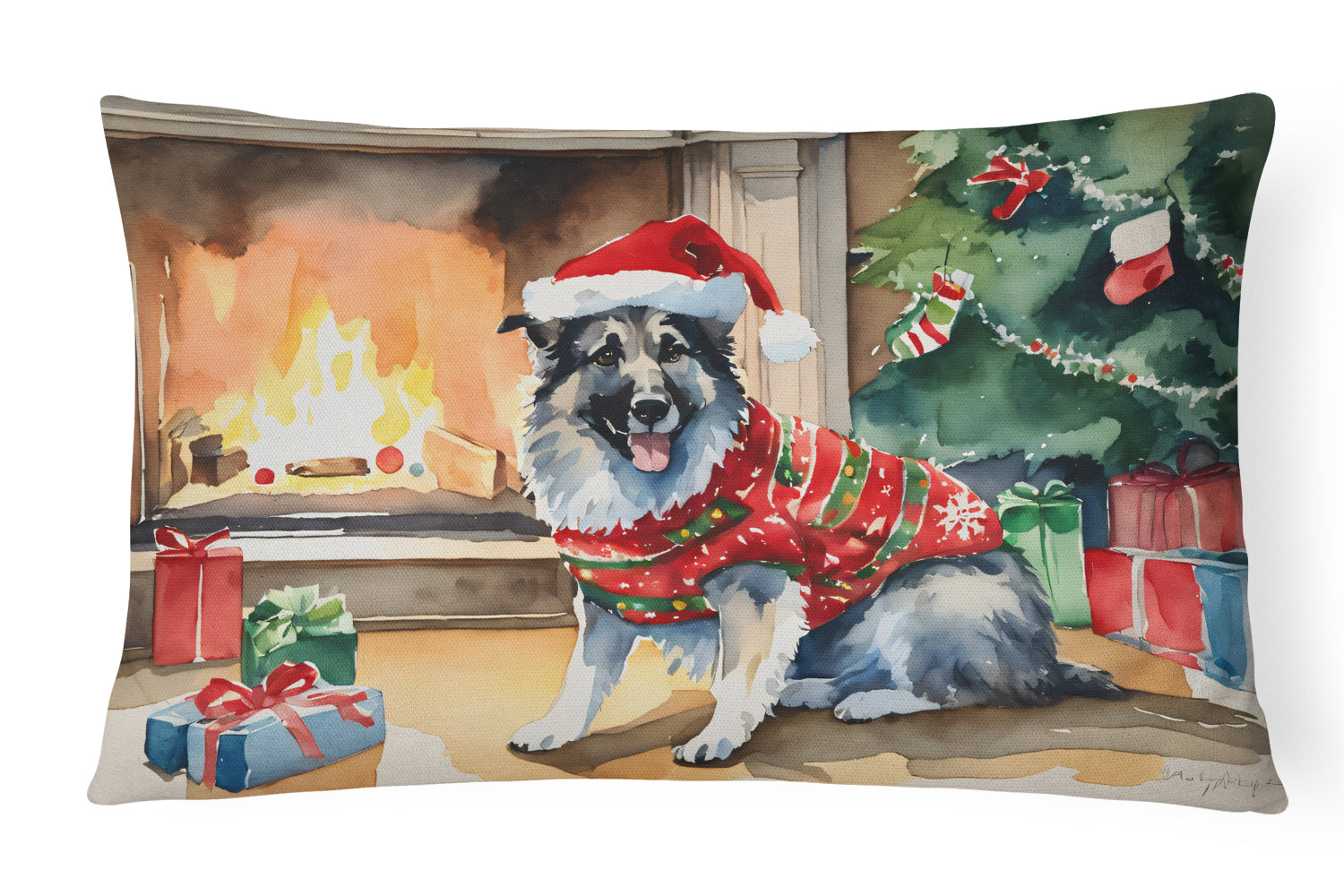 Buy this Norwegian Elkhound Cozy Christmas Throw Pillow