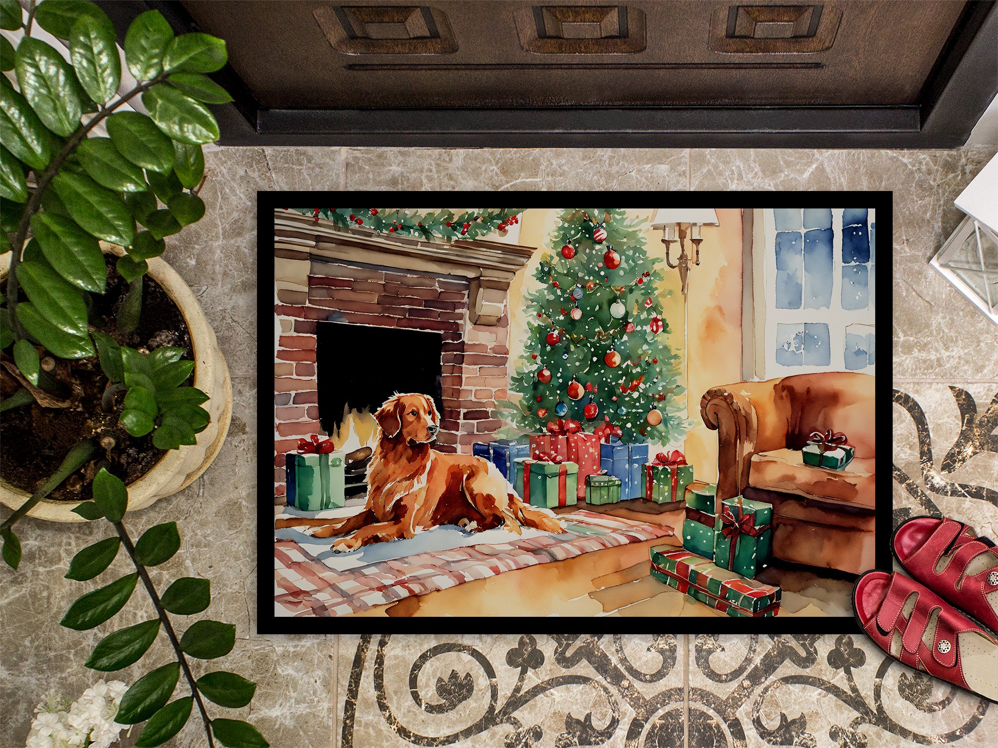 Nova Scotia Duck Tolling Retriever Cozy Christmas Doormat