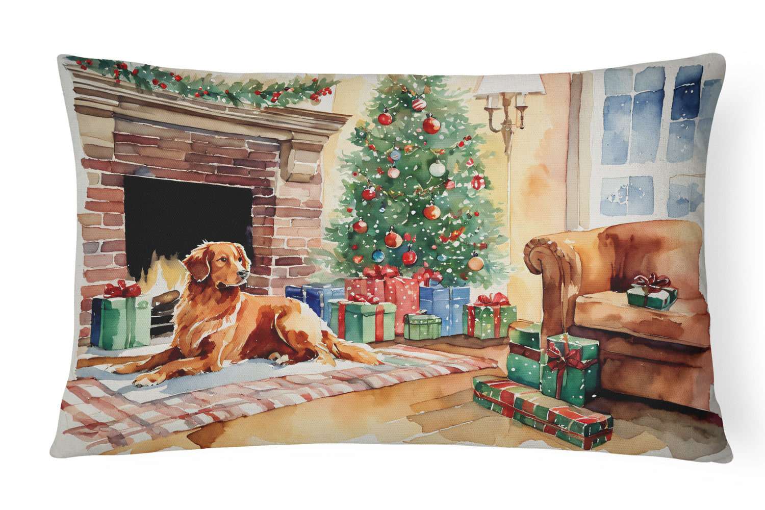 Buy this Nova Scotia Duck Tolling Retriever Cozy Christmas Throw Pillow