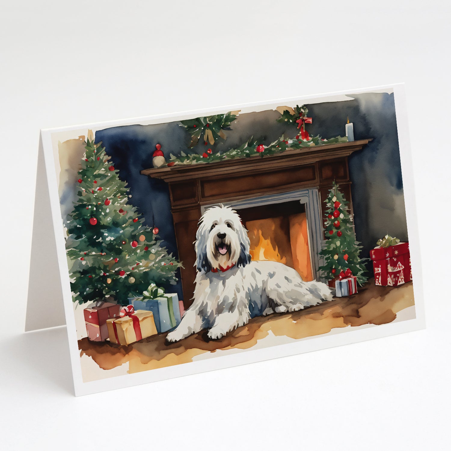 Buy this Old English Sheepdog Cozy Christmas Greeting Cards Pack of 8