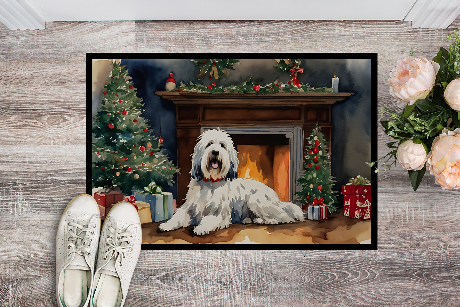 Buy this Old English Sheepdog Cozy Christmas Doormat