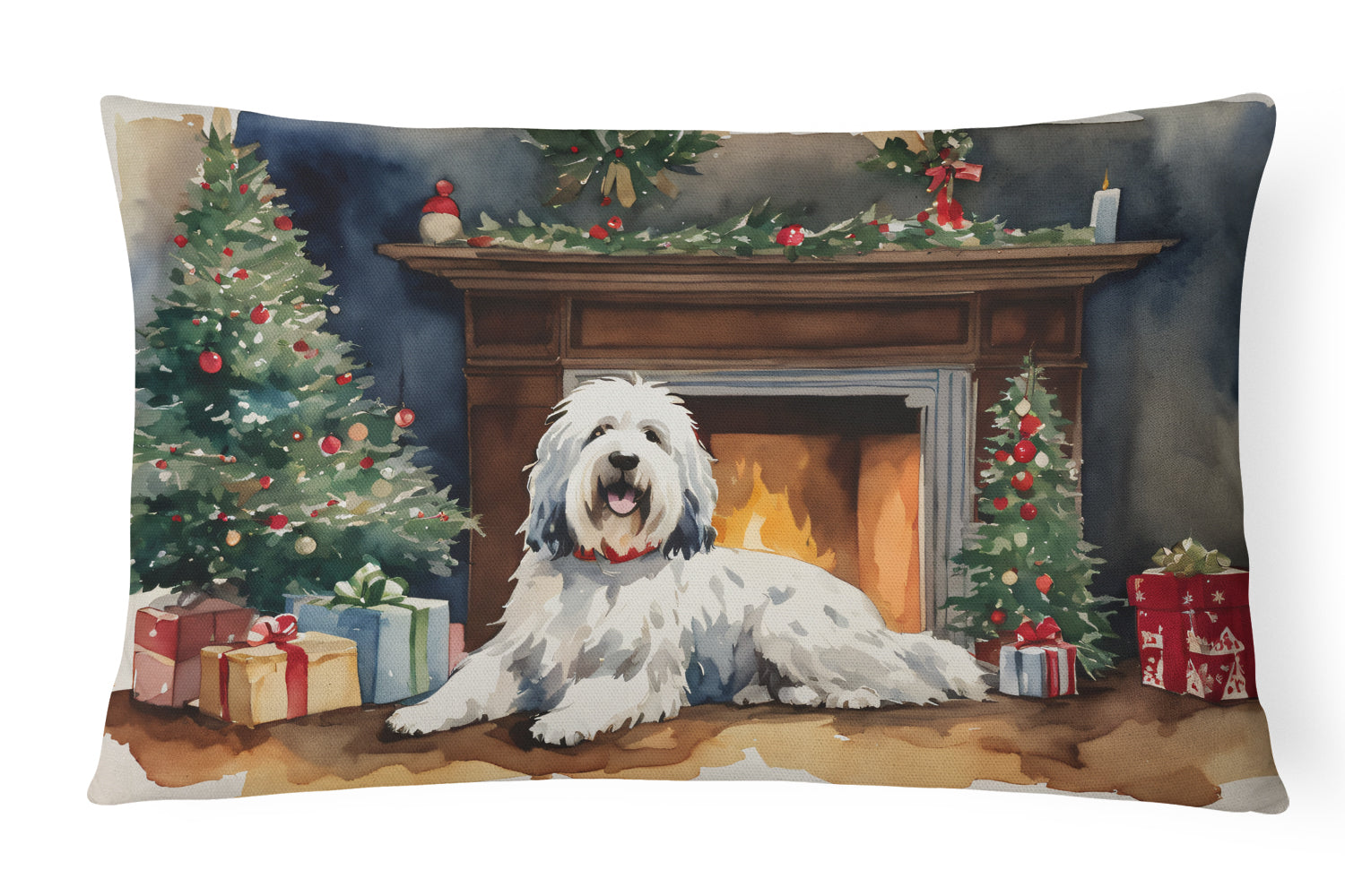 Buy this Old English Sheepdog Cozy Christmas Throw Pillow